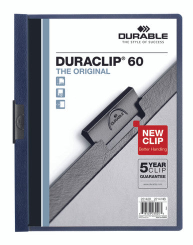 Durable DURACLIP Report Cover | Letter Size | 60 Sheet Capacity | Navy Blue | 25 Box