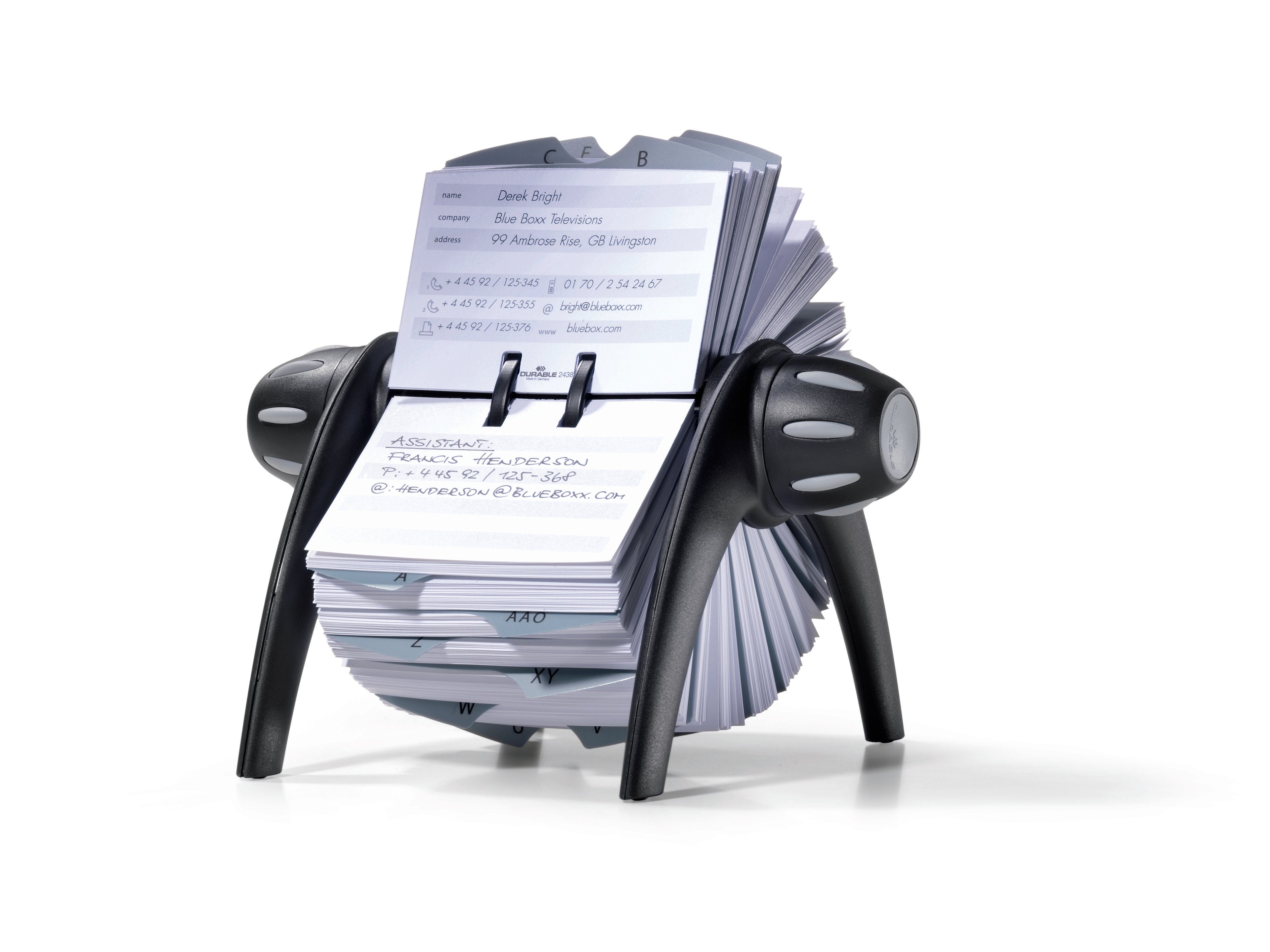Durable TELINDEX Rotary Address Card Holder File | 500 Cards & A-Z Index | Black