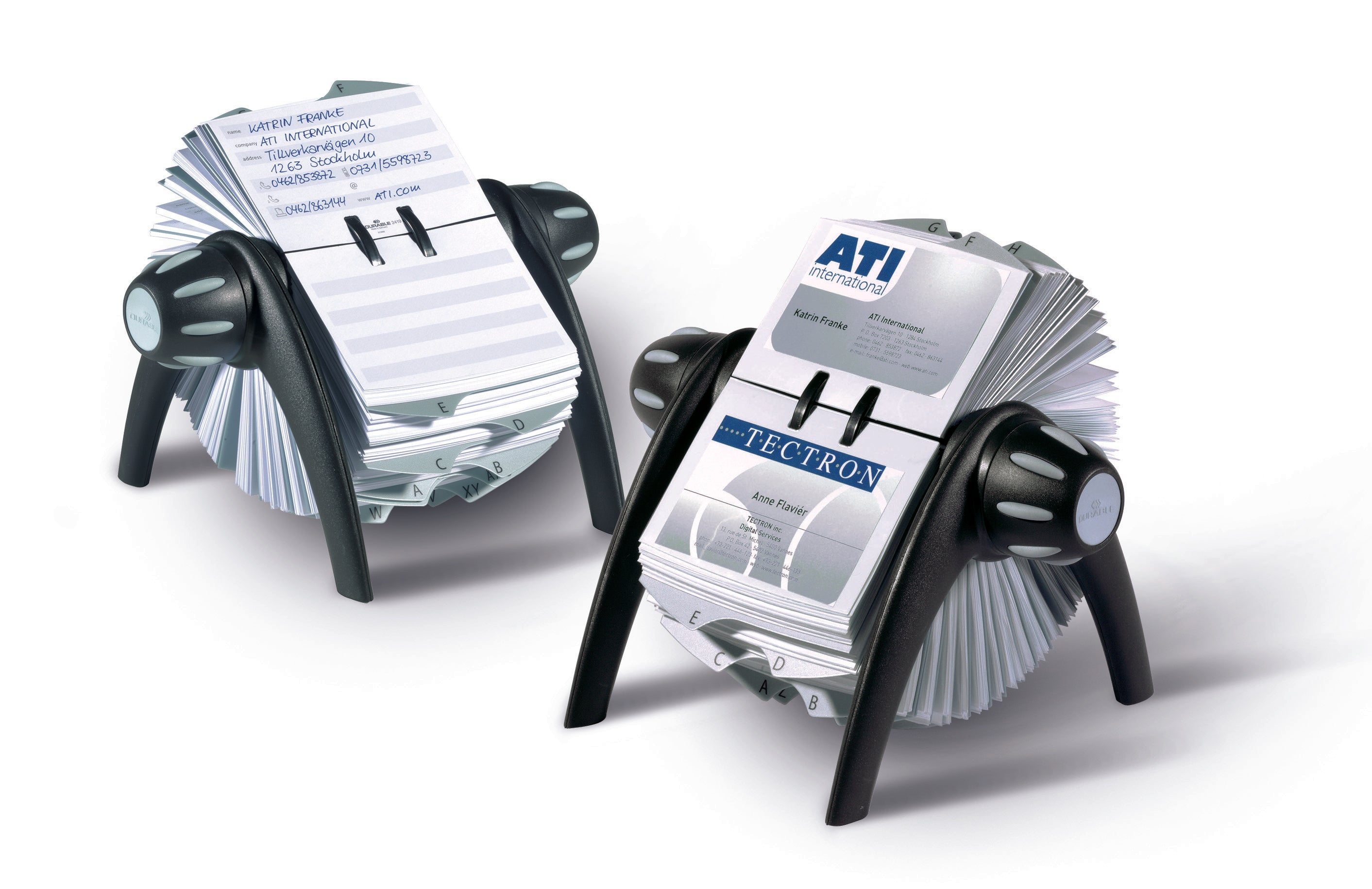 Durable TELINDEX Rotary Address Card Holder File | 500 Cards & A-Z Index | Black