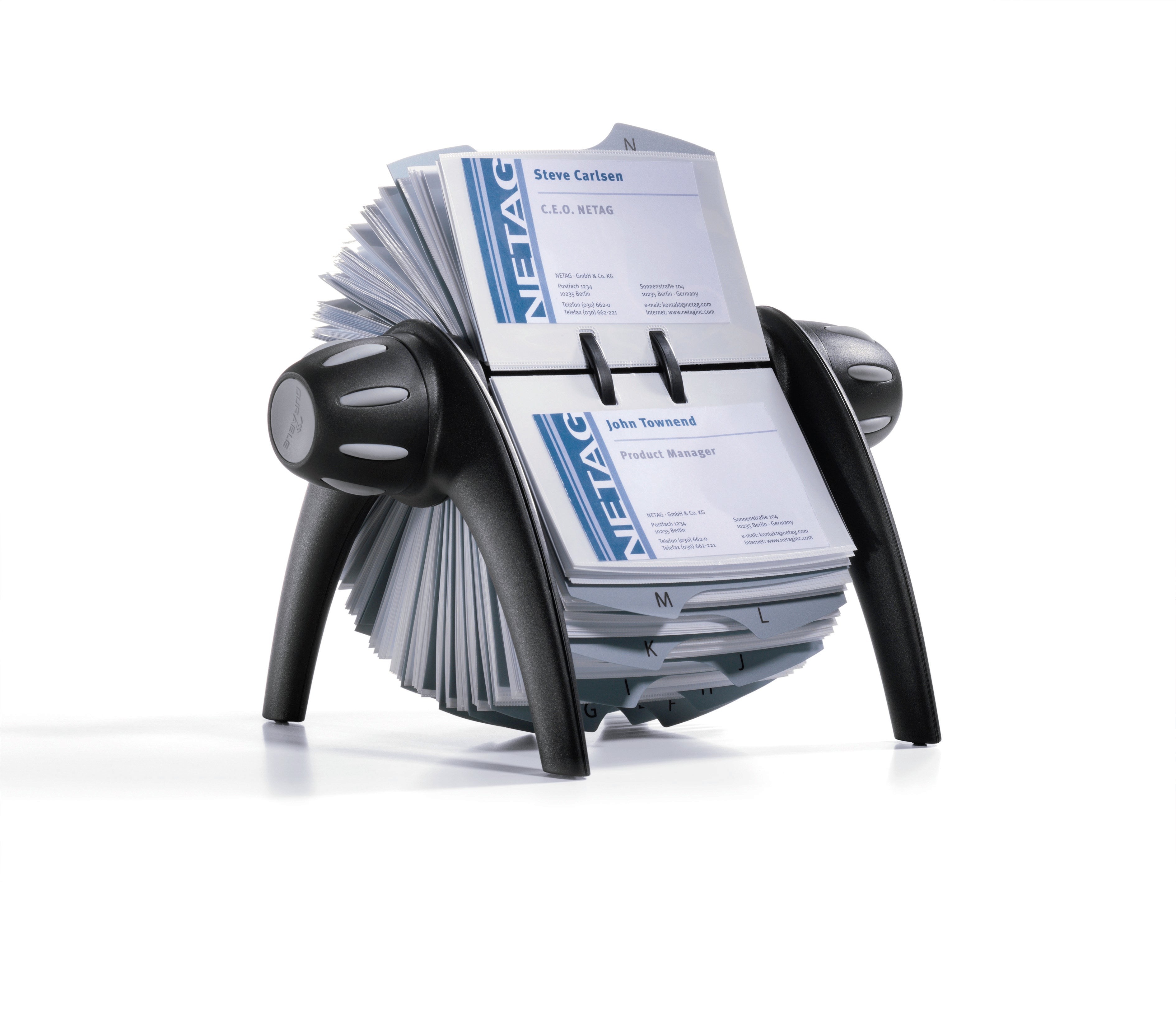 Durable VISIFIX 400 Card Rotary Business Card Holder File | A-Z Index | Black
