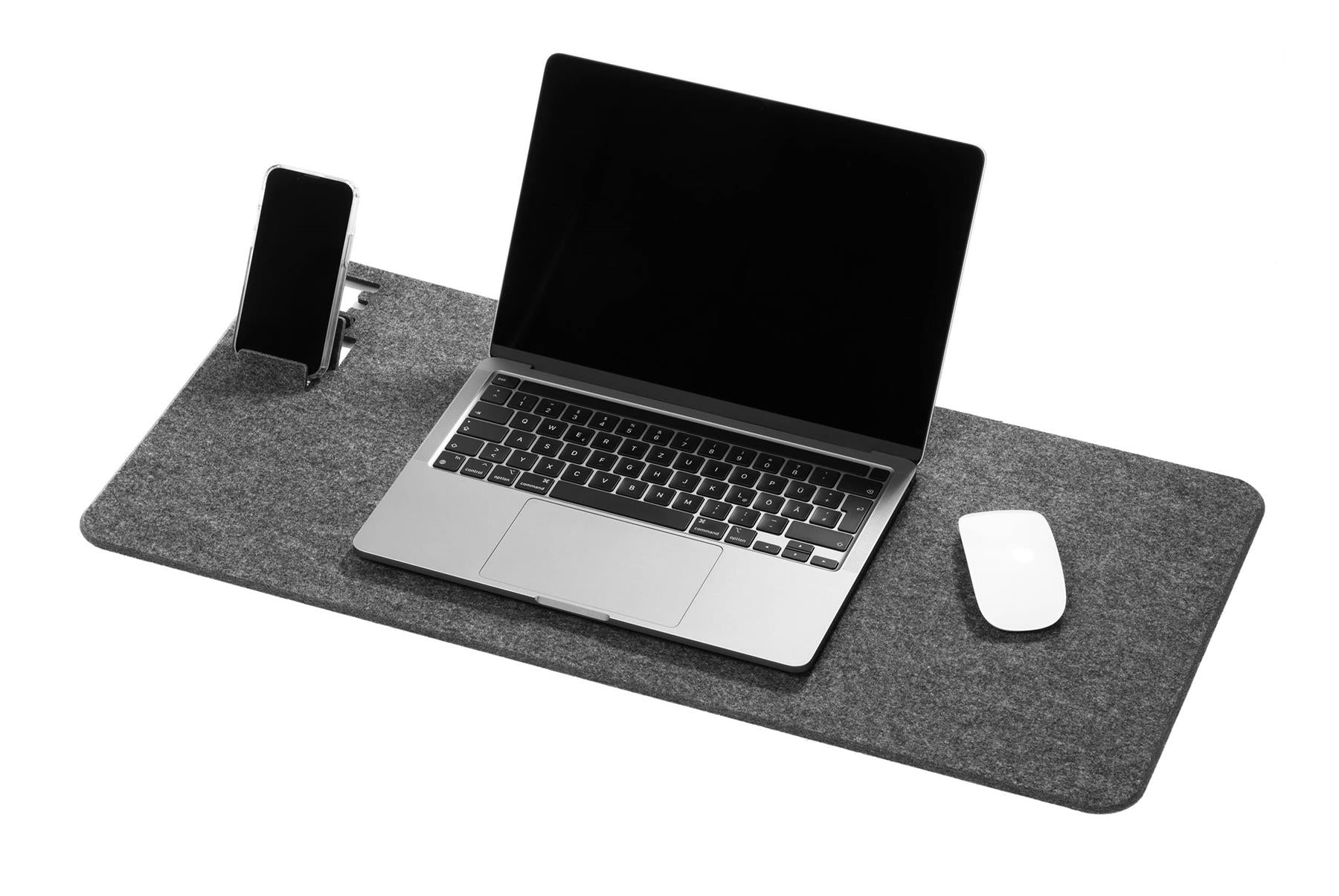 Durable EFFECT Premium Soft Felt Desk Mat with Fold Out Phone Holder | 27.5" x 13" Inches