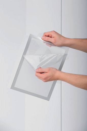 Durable DURAFRAME Sun Static-Cling Magentic Sign Holder | Tabloid 11" x 17" | Silver | 2 Pack