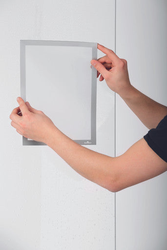 Durable DURAFRAME Sun Static-Cling Magentic Sign Holder | Letter 8.5" x 11" | Silver | 2 Pack