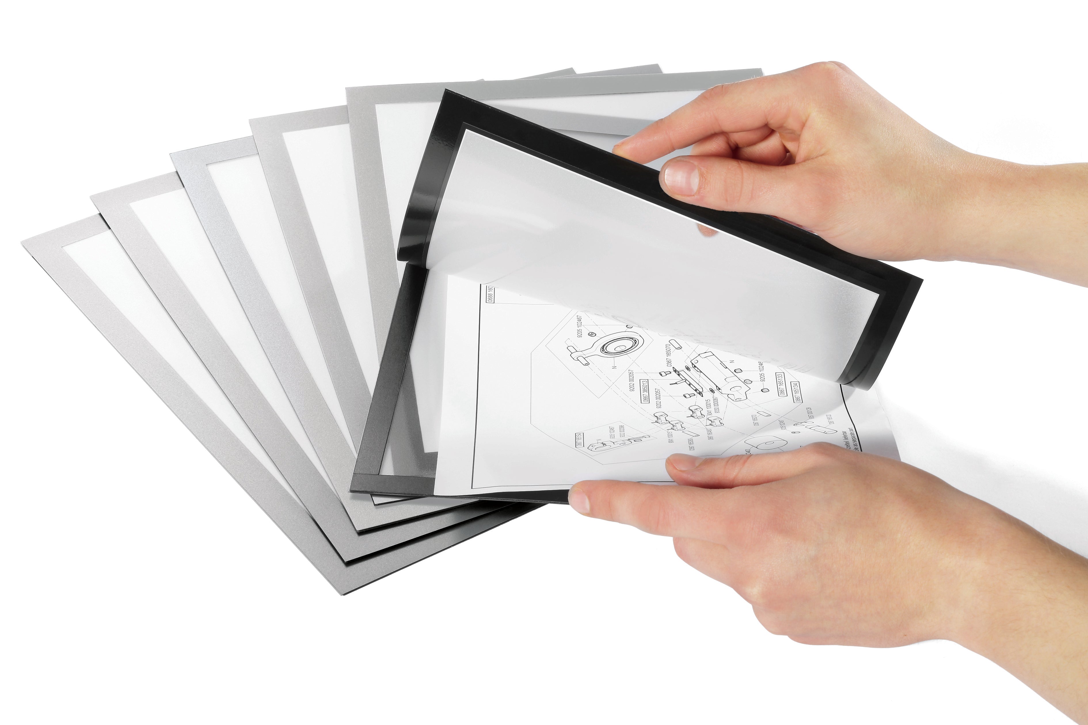 Durable DURAFRAME Magnetic Plus Sign Holder | Letter 8.5" x 11" | Silver | 2 Pack