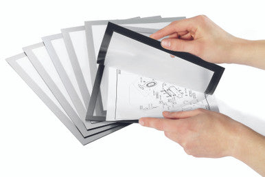 Durable DURAFRAME Magnetic Plus Sign Holder | Letter 8.5" x 11" | Silver | 2 Pack