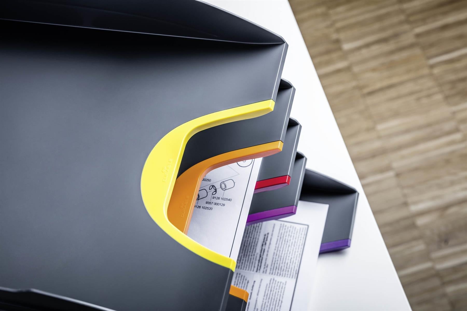 Durable VARICOLOR ECO Stackable Letter Tray Files | Letter Size Color Coded 5 Pack