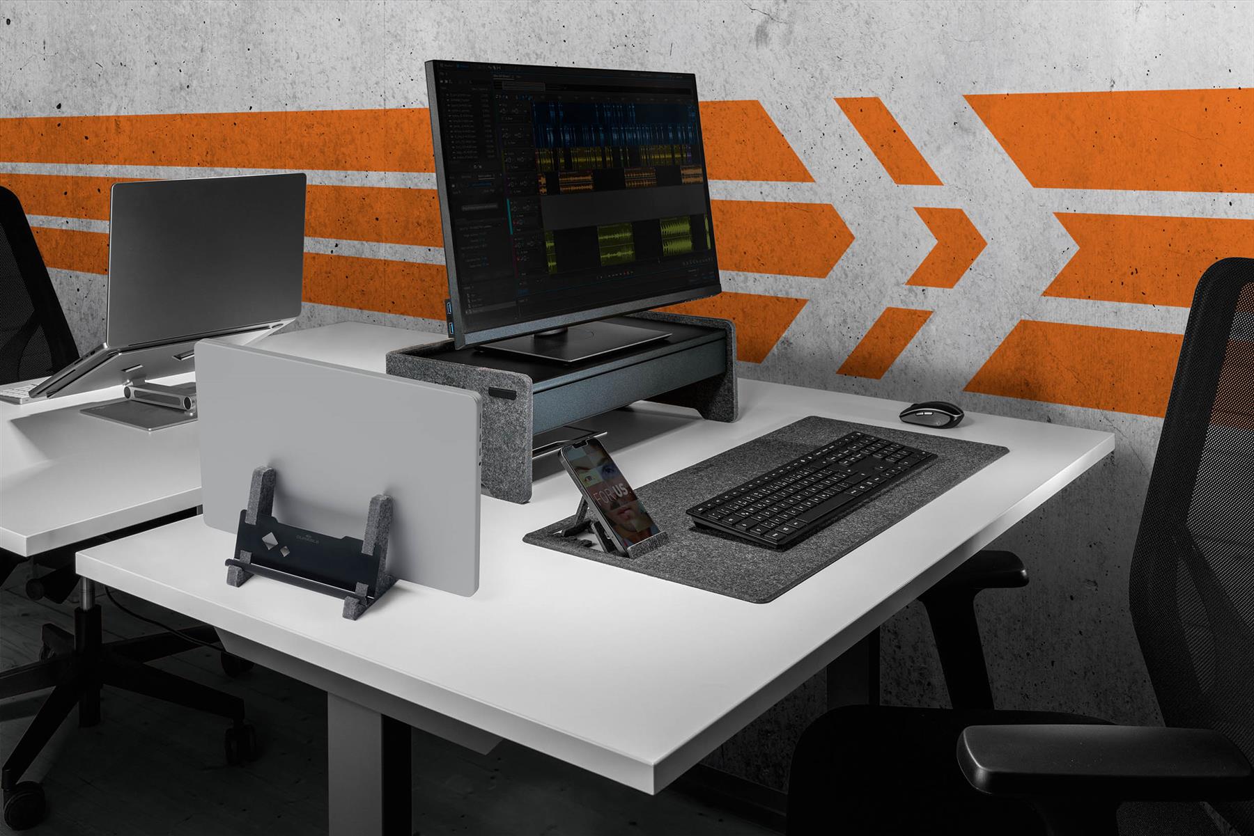 Durable EFFECT Recycled Felt Vertical Laptop Stand Dock | Space Saving 3-in-1 Holder