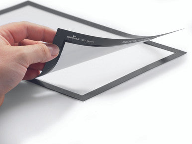 Durable DURAFRAME Self-Adhesive Sign Holder | Half-Letter 5.5" x 8.5" | Black | 2 Pack