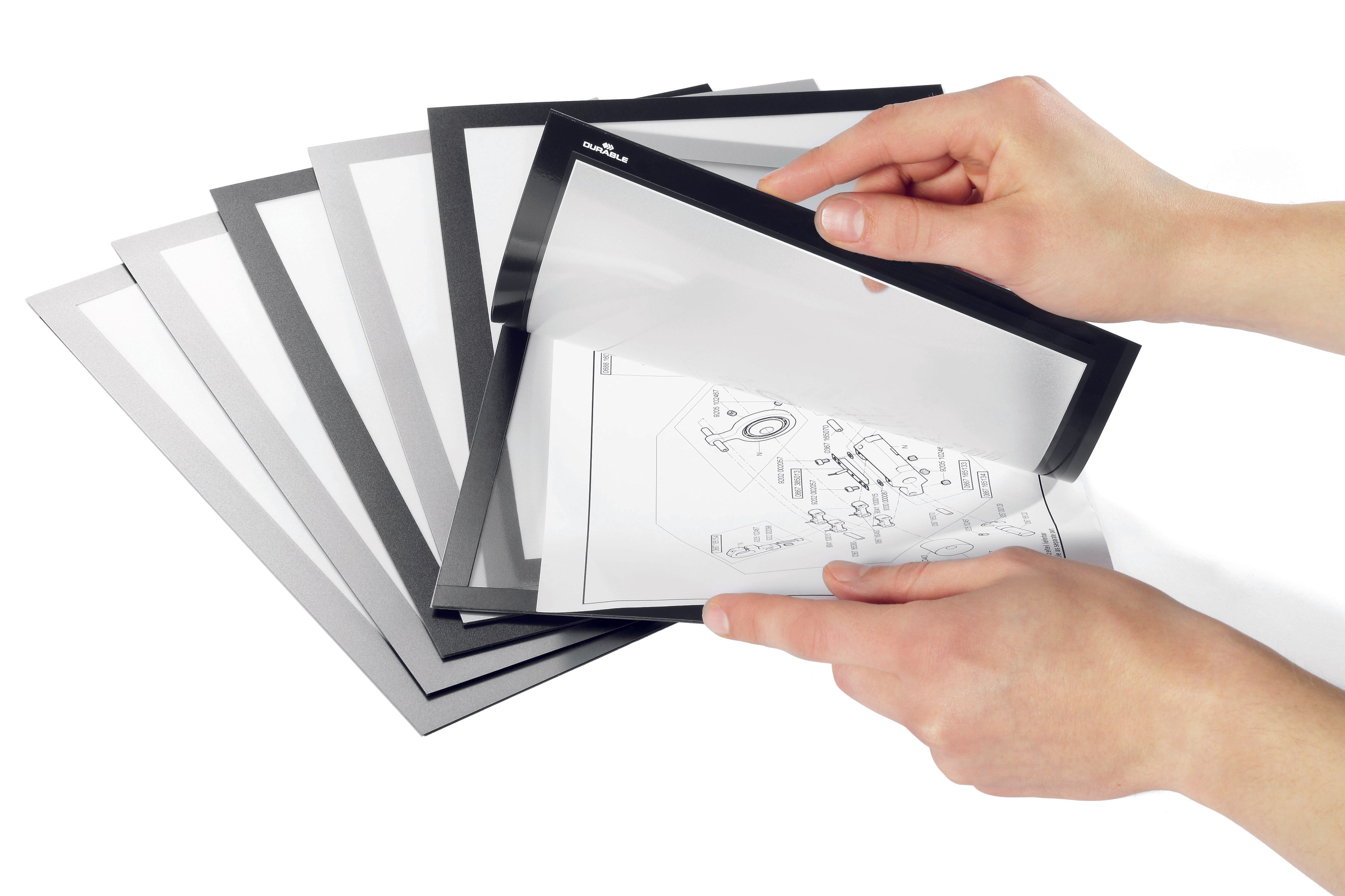 Durable DURAFRAME Self-Adhesive Sign Holder | Letter 8.5" x 11" | White | 2 Pack