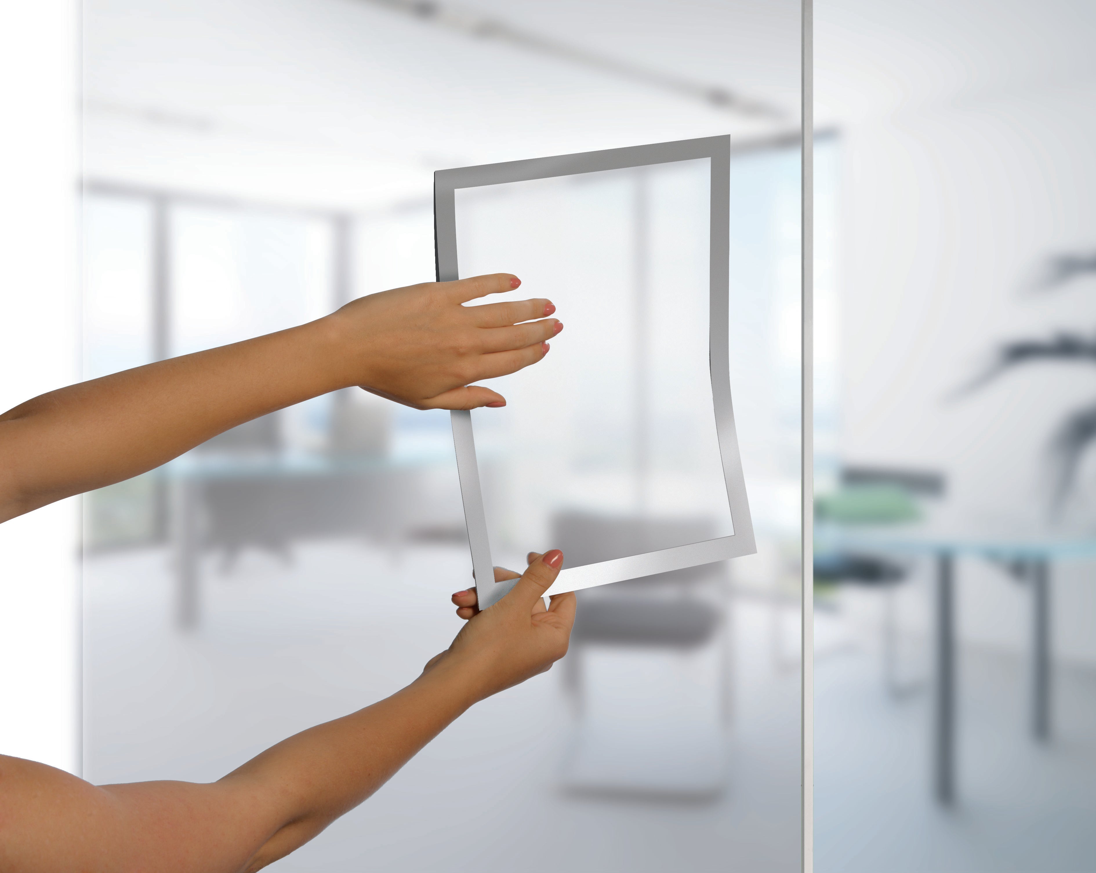 Durable DURAFRAME Self-Adhesive Sign Holder | Letter 8.5" x 11" | Silver | 2 Pack
