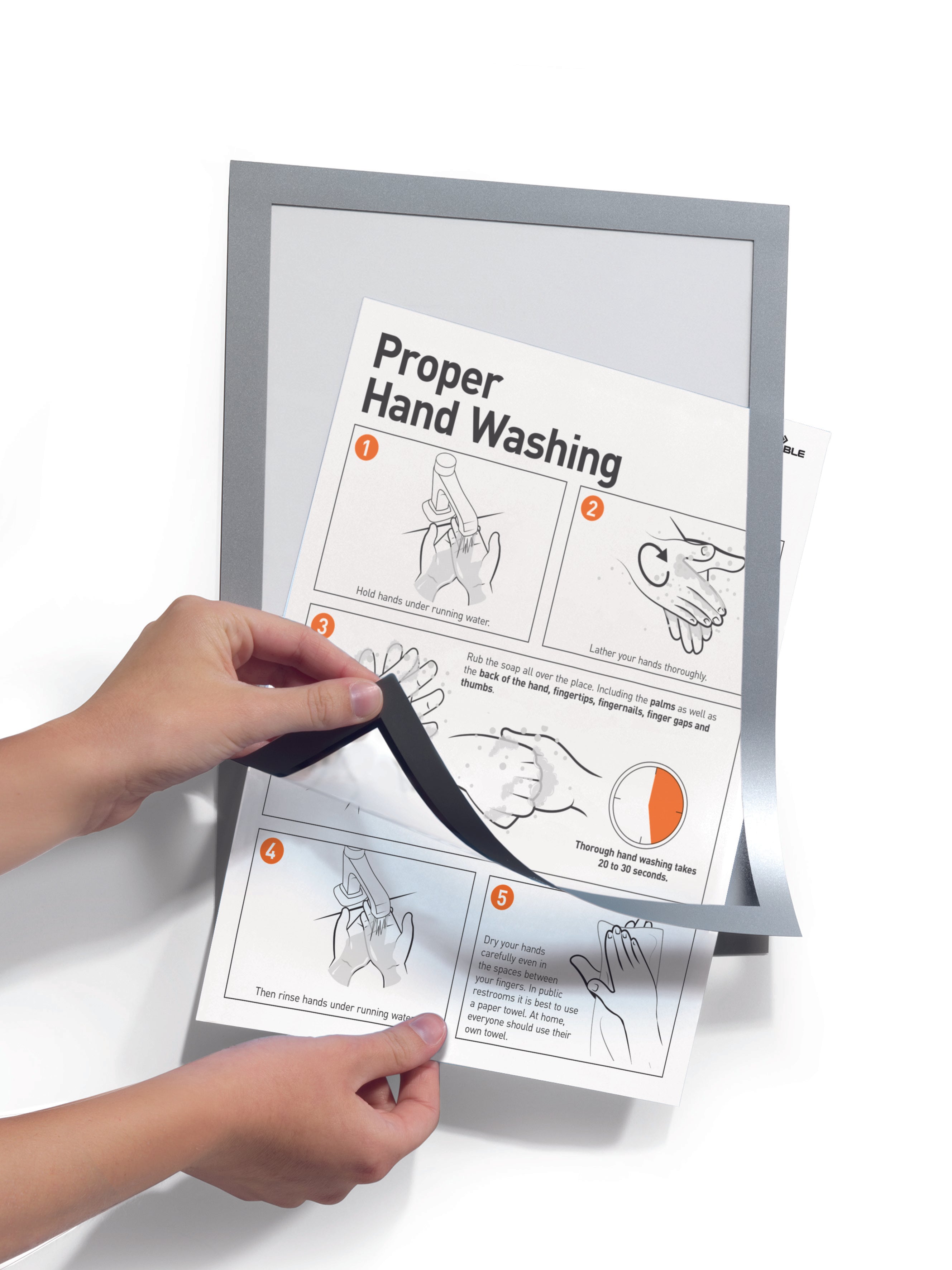 Durable DURAFRAME Self-Adhesive Sign Holder | Letter 8.5" x 11" | Silver | 2 Pack