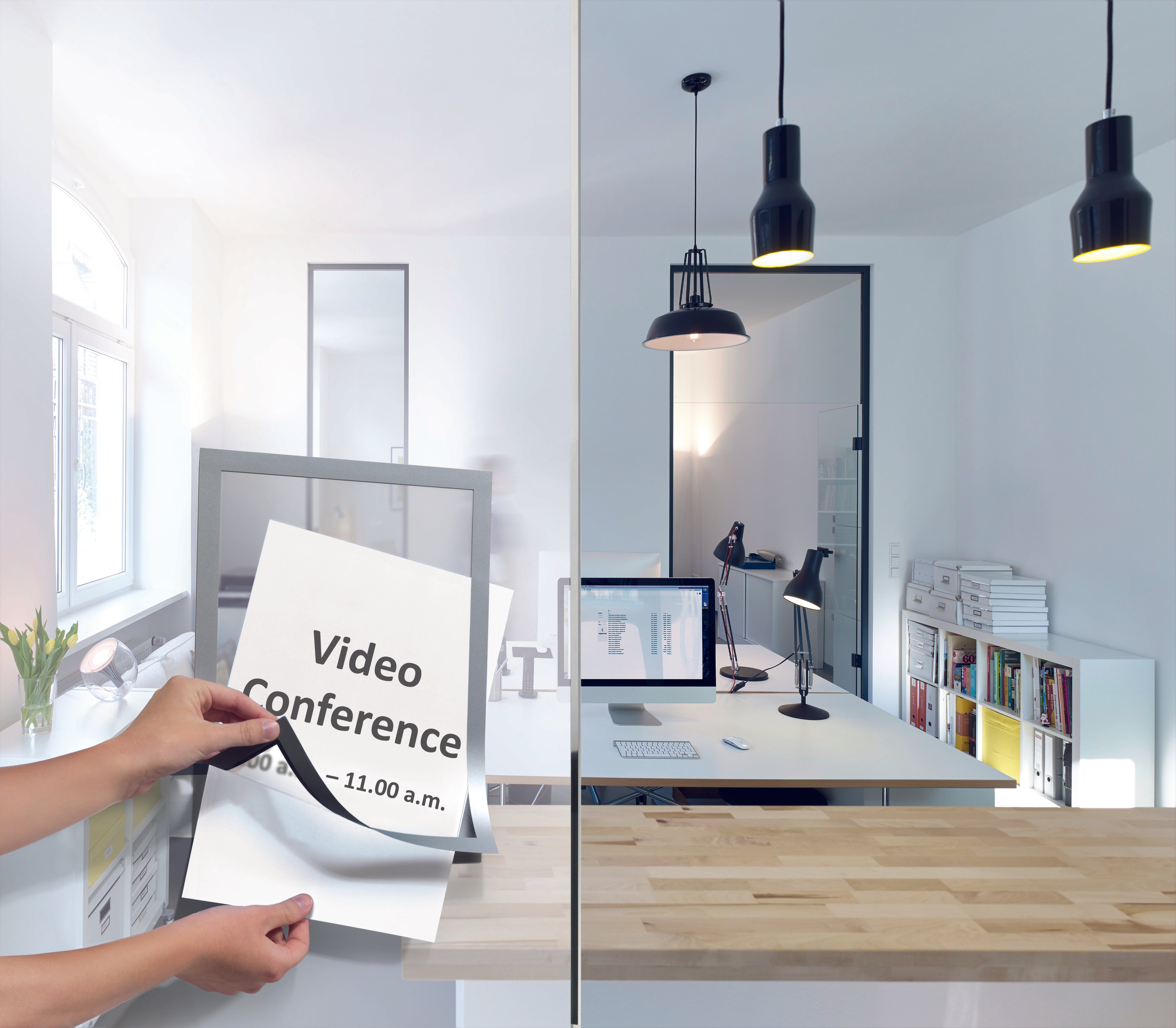 Durable DURAFRAME Self-Adhesive Sign Holder | Letter 8.5" x 11" | Silver | 2 Pack