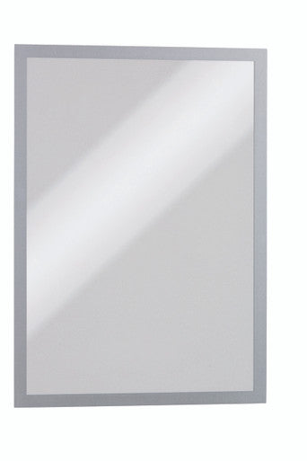 Durable DURAFRAME Self-Adhesive Sign Holder | Tabloid 11" x 17" | Silver | 2 Pack