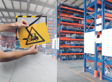 Durable DURAFRAME Security Self-Adhesive Sign Holder | Letter Size  8.5" x 11" | Yellow & Black | 2 Pack