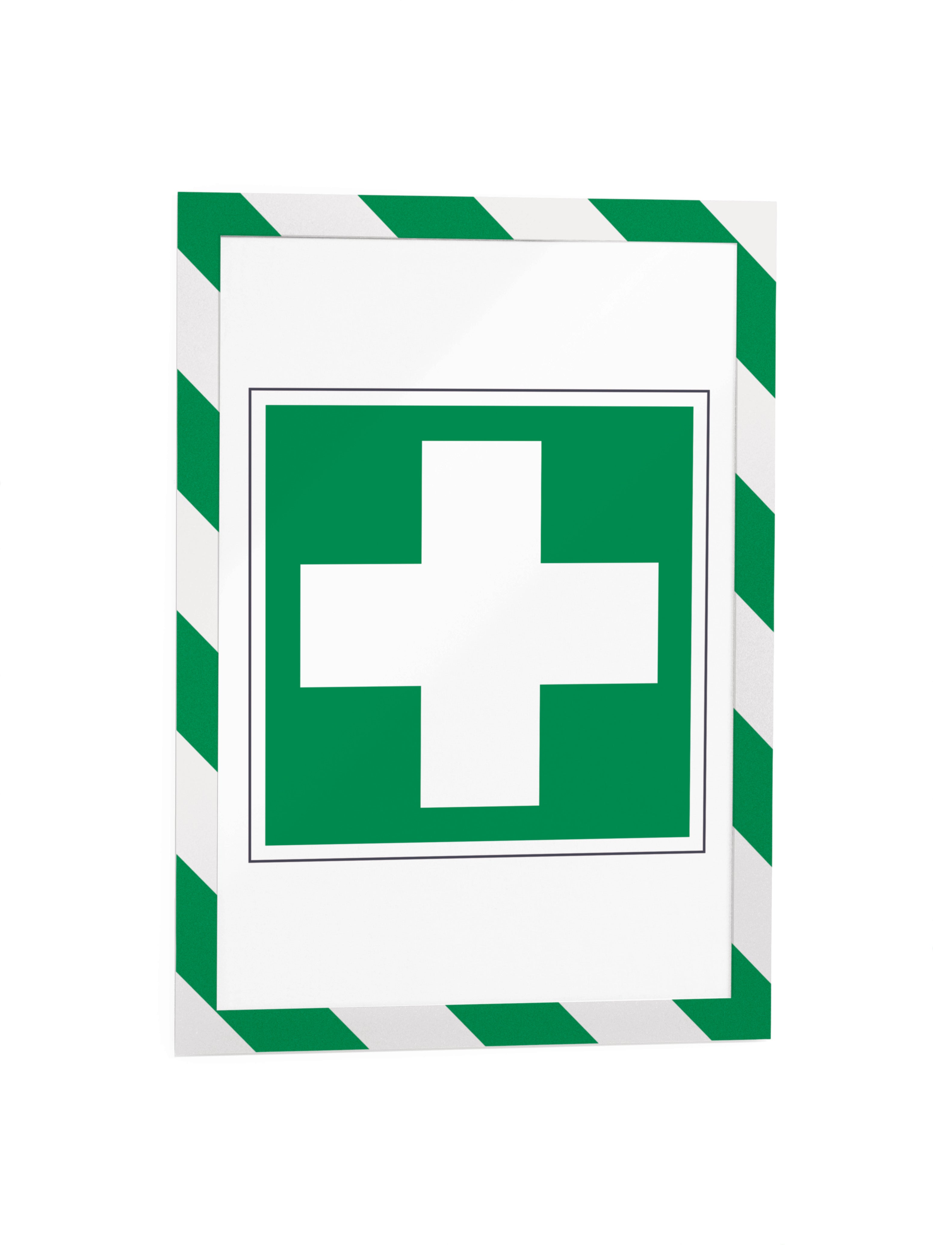 Durable DURAFRAME Security Self-Adhesive Sign Holder | Letter Size 8.5" x 11" | Green & White | 2 Pack