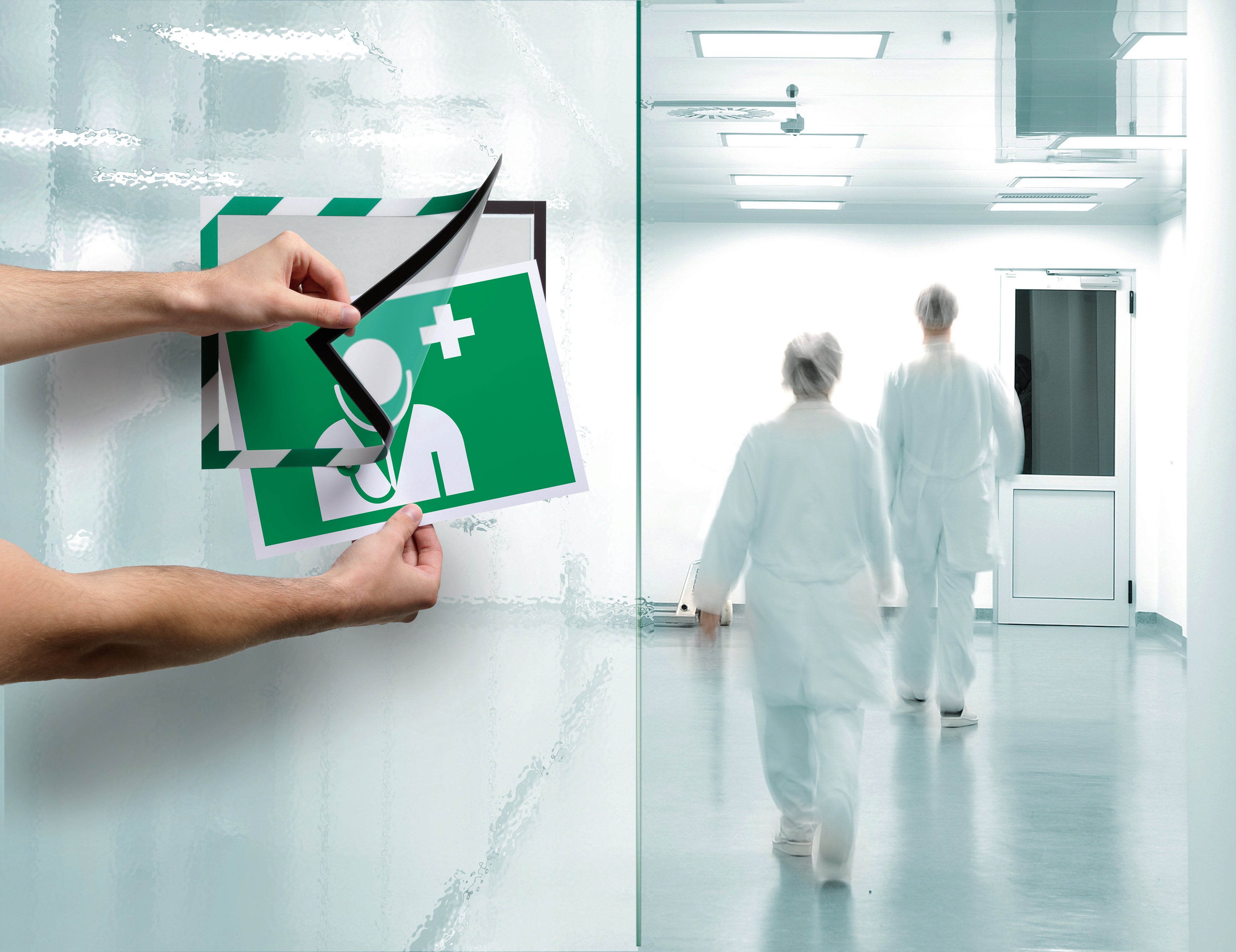 Durable DURAFRAME Security Self-Adhesive Sign Holder | Letter Size 8.5" x 11" | Green & White | 2 Pack