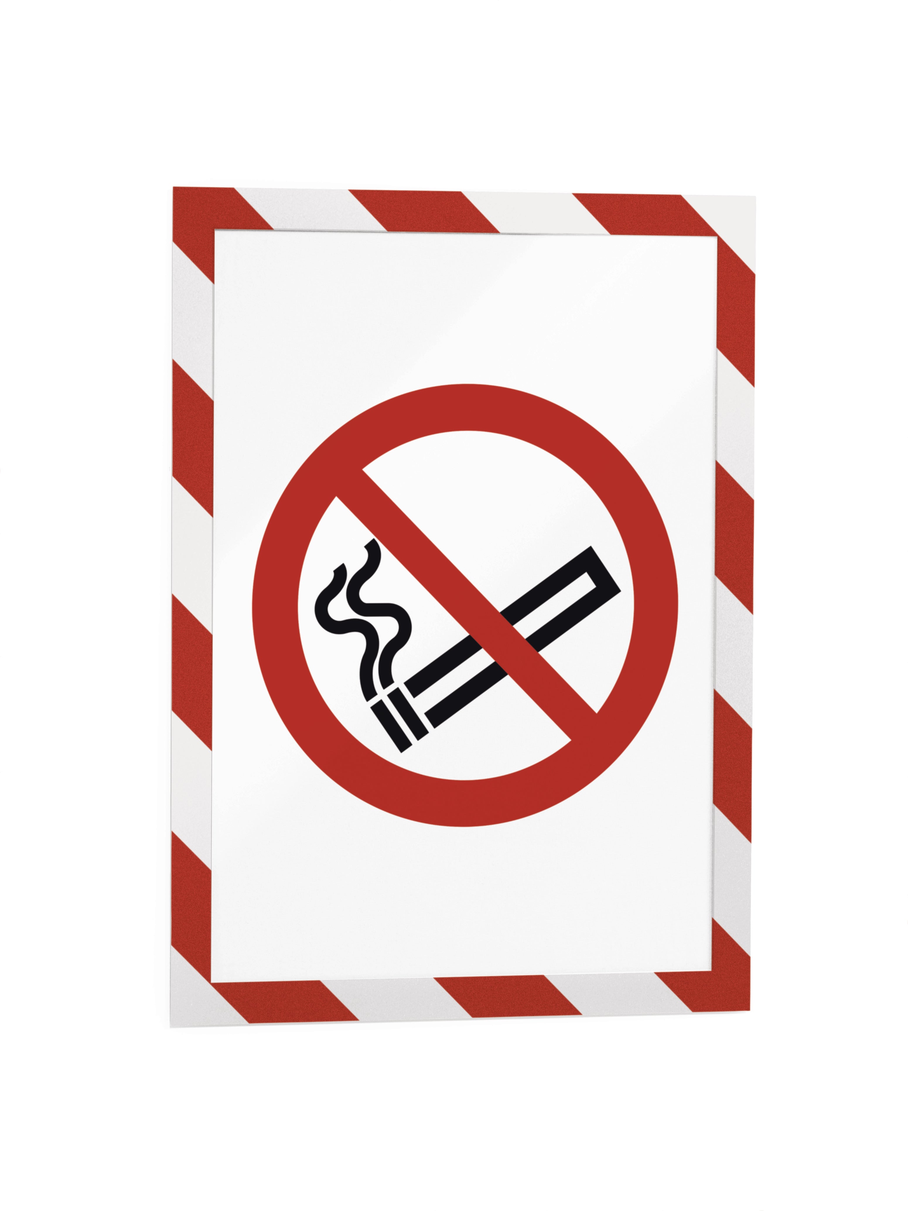 Durable DURAFRAME Security Self-Adhesive Sign Holder | Letter Size 8.5" x 11" | Red & White | 2 Pack