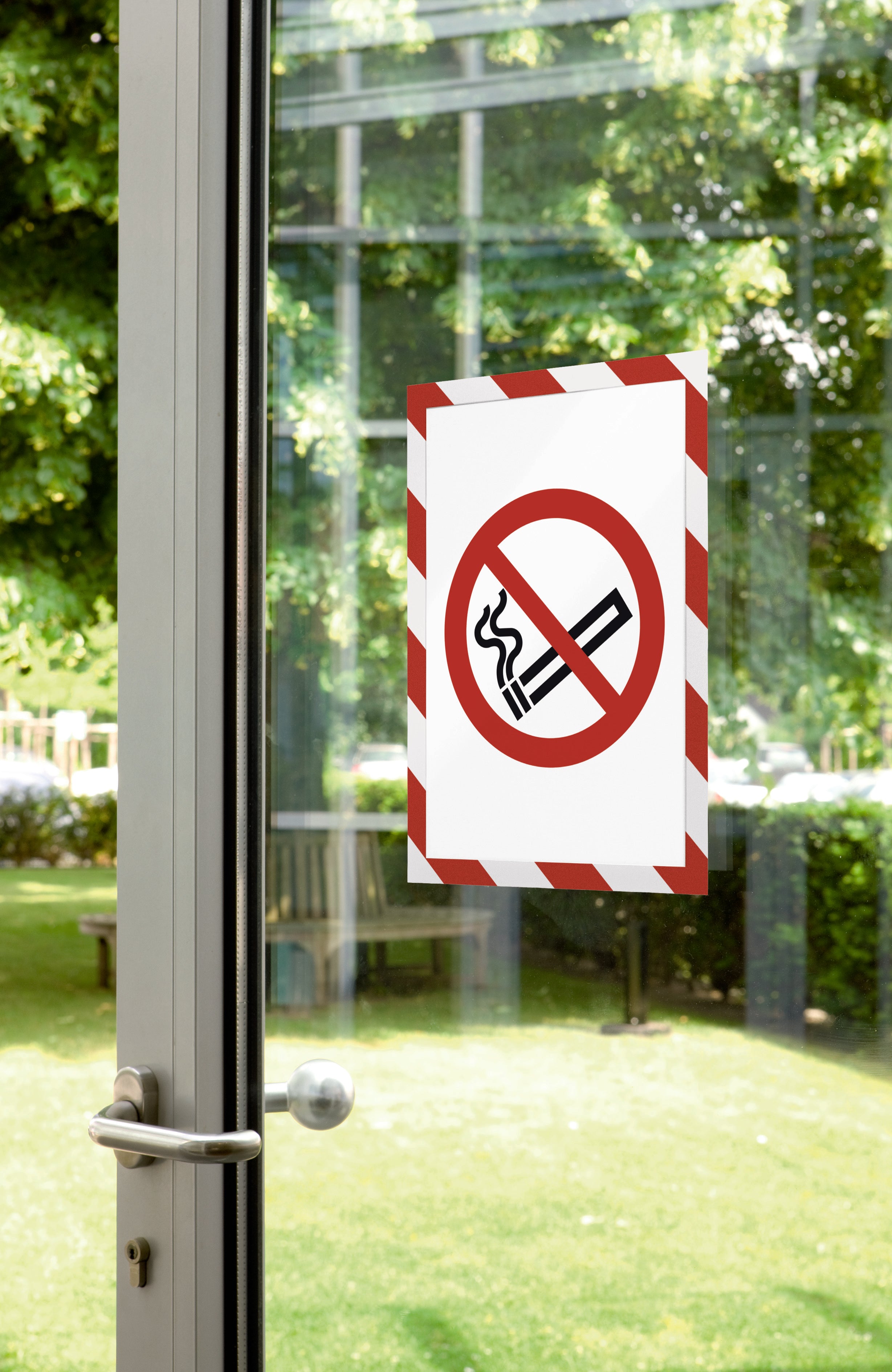 Durable DURAFRAME Security Self-Adhesive Sign Holder | Letter Size 8.5" x 11" | Red & White | 2 Pack