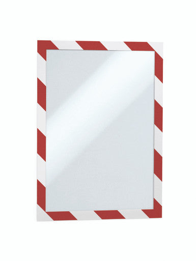 Durable DURAFRAME Security Self-Adhesive Sign Holder | Letter Size 8.5" x 11" | Red & White | 2 Pack
