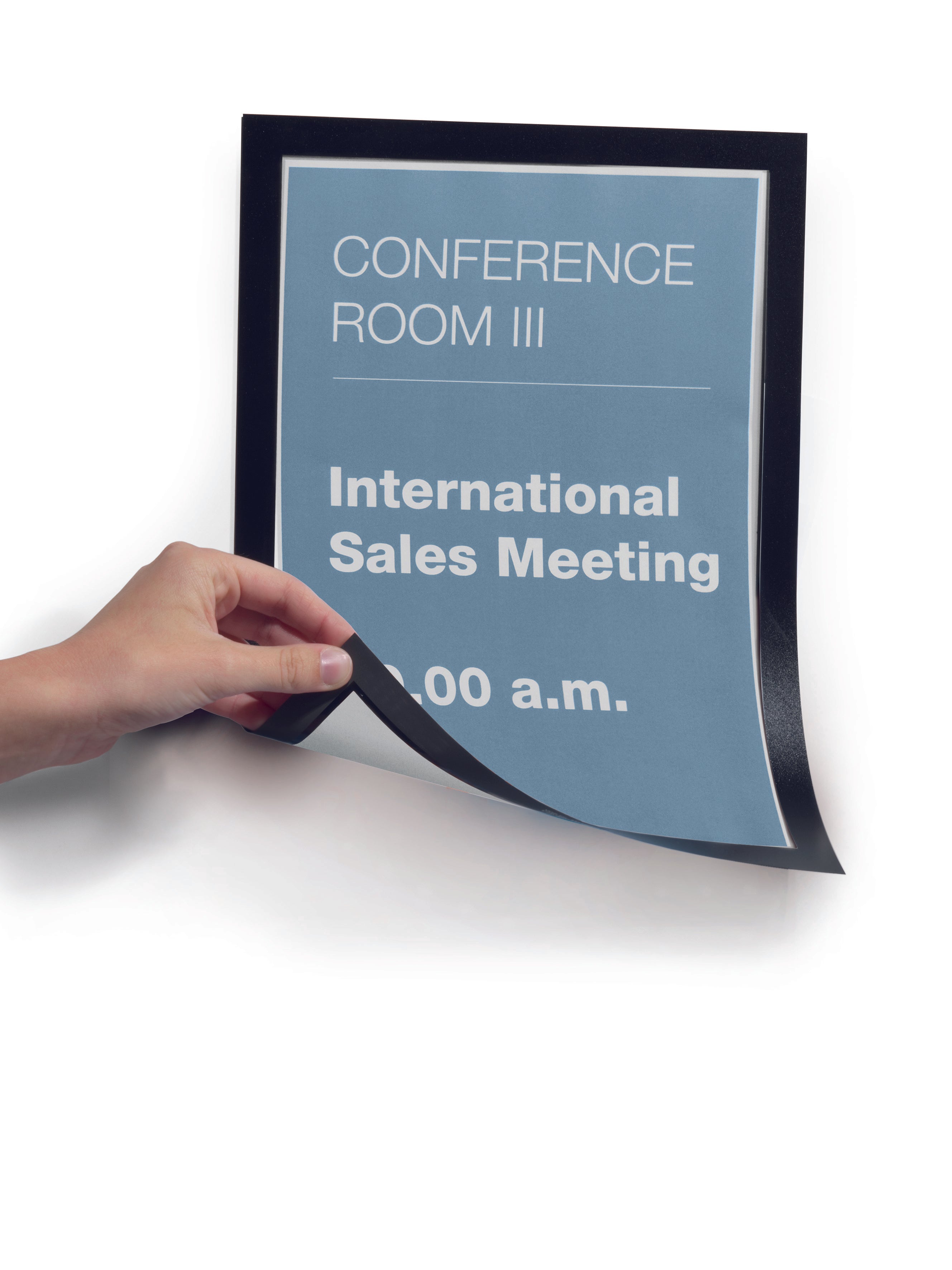 Durable DURAFRAME Magnetic Sign Holder | Letter Size  8.5" x 11" | Black | 2 Pack