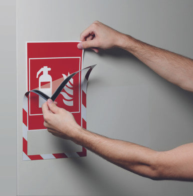 Durable DURAFRAME Security Magnetic Sign Holder | Letter Size 8.5" x 11" | Red & White | 2 Pack