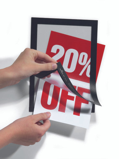 Durable DURAFRAME Self-Adhesive Sign Holder | Half-Letter 5.5" x 8.5" | Black | 2 Pack