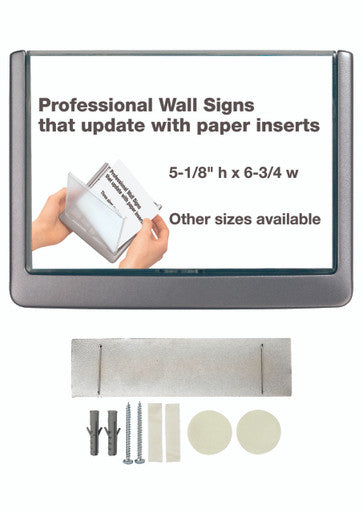 Durable Click Sign for Walls, Glass or Partitions - 5.875" x 4.125" - Graphite