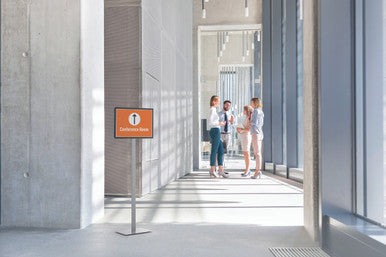 Durable Info Floor Stand with DURAFRAME Document Frames | Tabloid-Size 11" x 17"