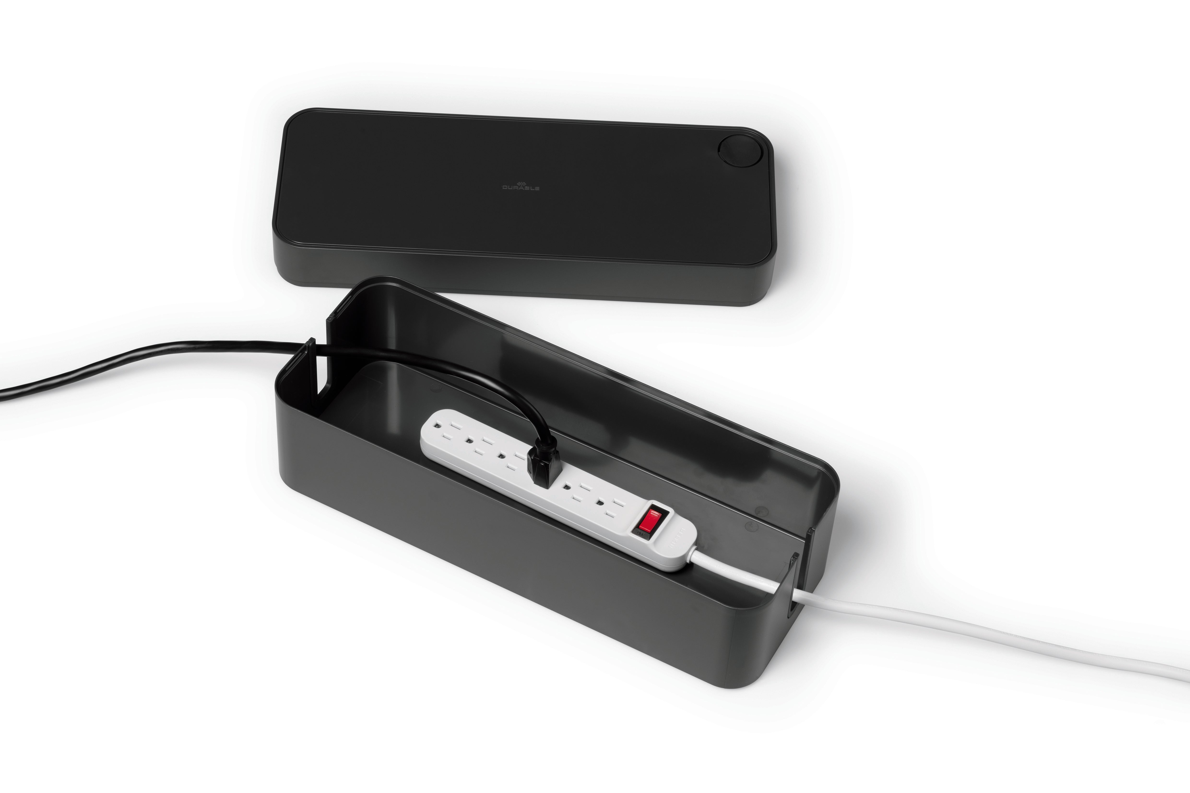 Durable CAVOLINE Cable Management Box Organizer Wire Tidy | Large | Graphite