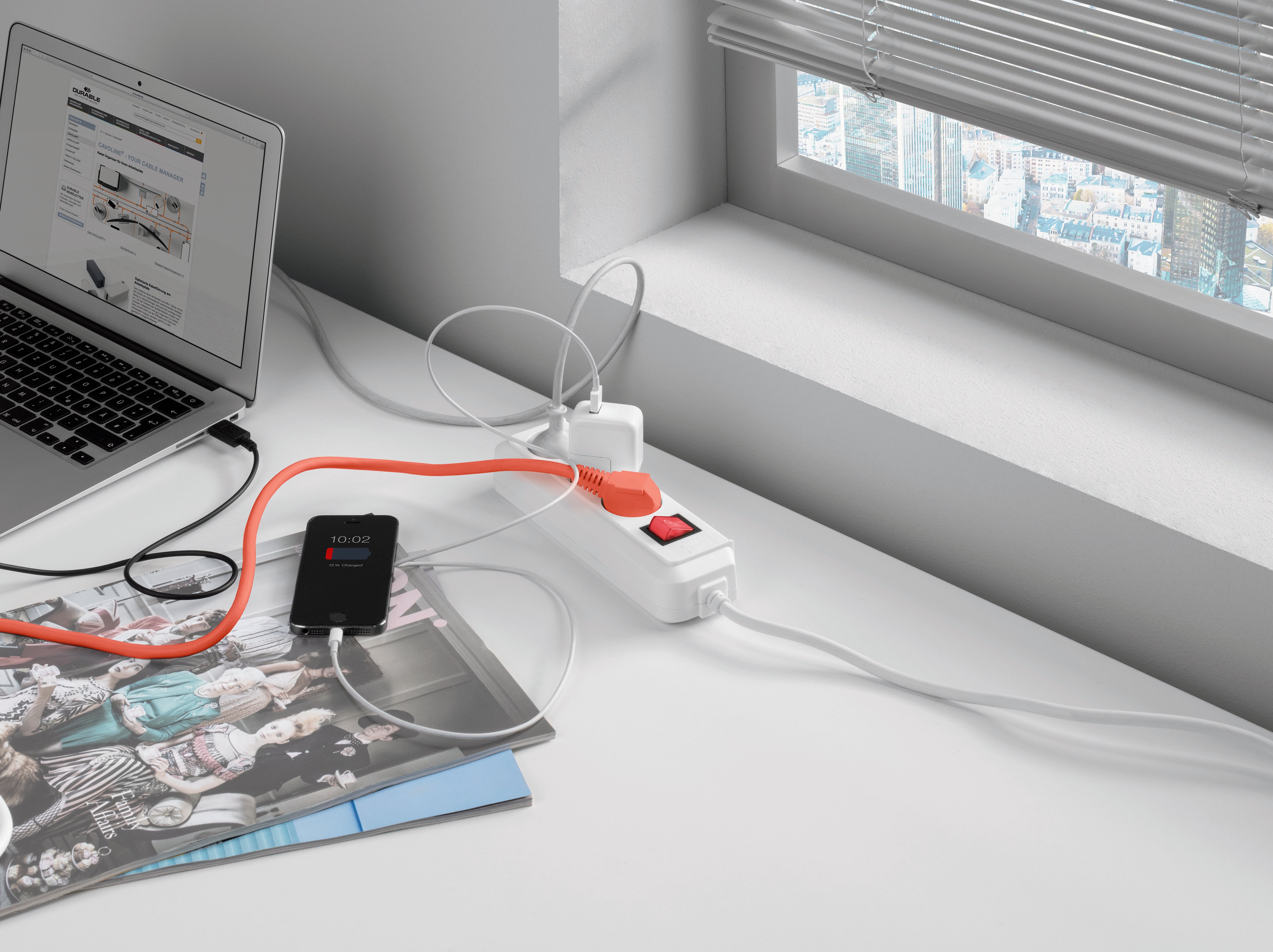 Durable CAVOLINE Cable Management Box Organizer Wire Tidy | Small | Gray