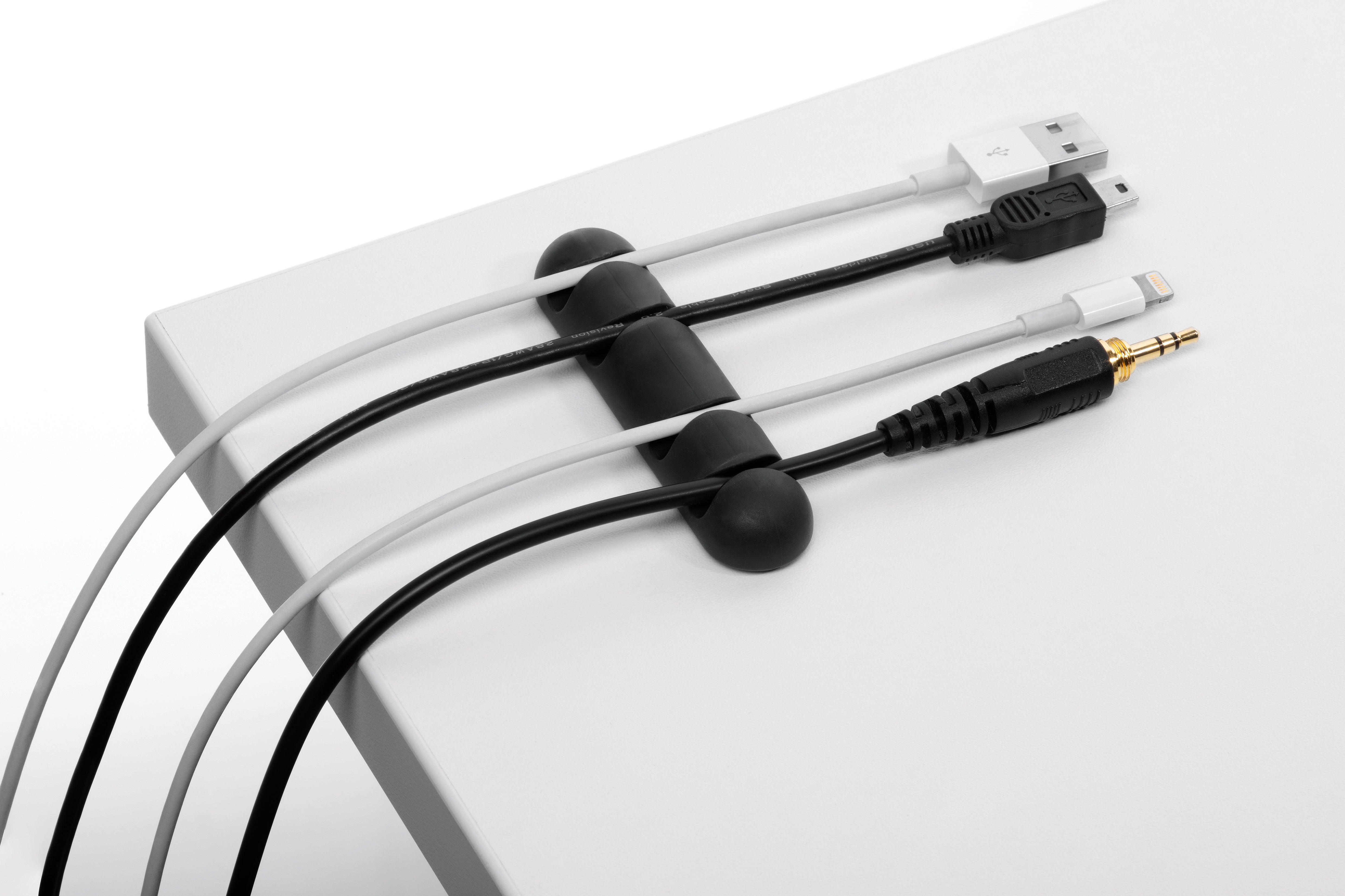 Durable CAVOLINE Cable Management 4 Desk Tidy Clips | 2 Pack | Graphite