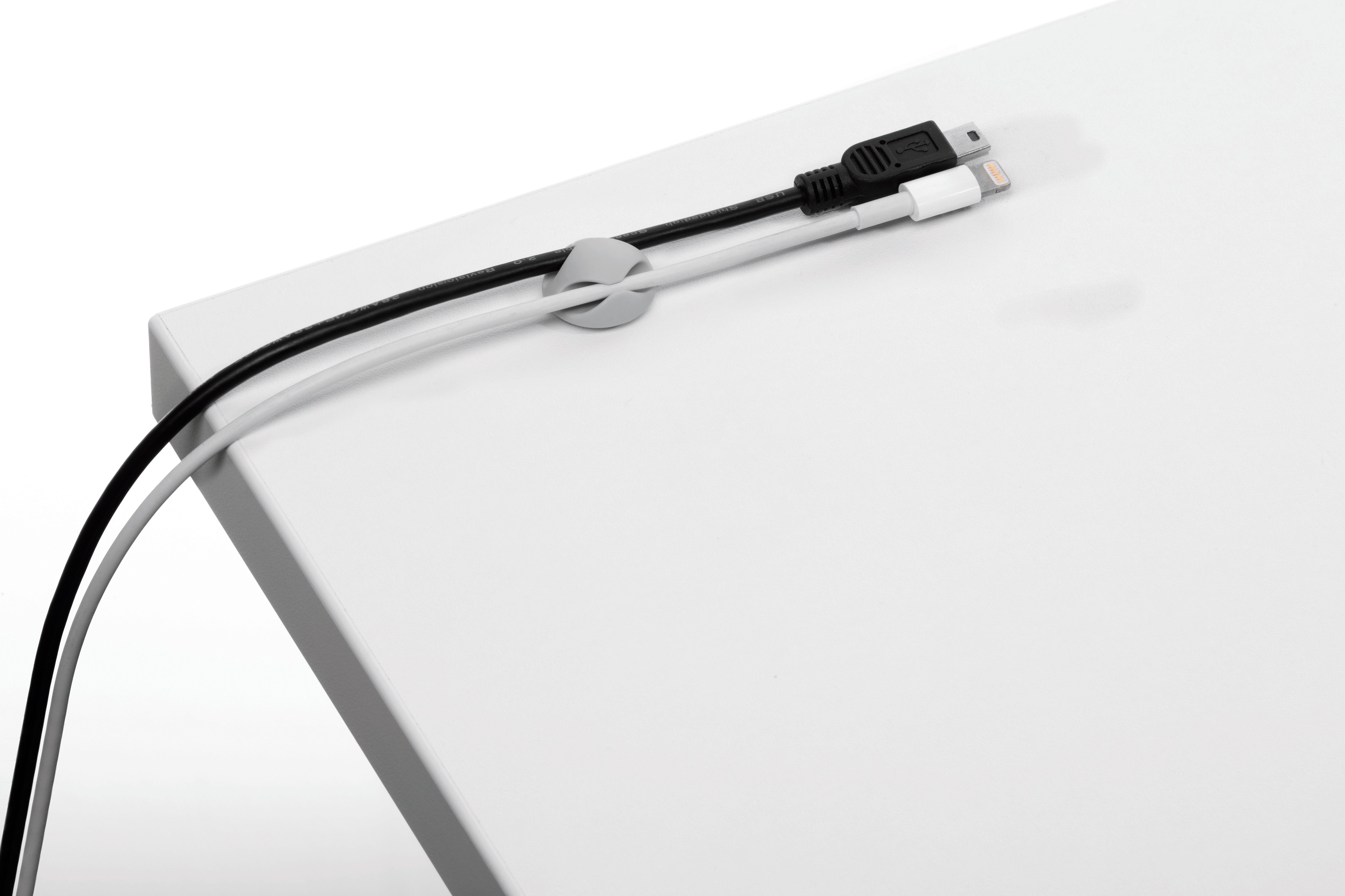 Durable CAVOLINE Cable Management Desk Tidy Clips | 7 Assorted | Gray