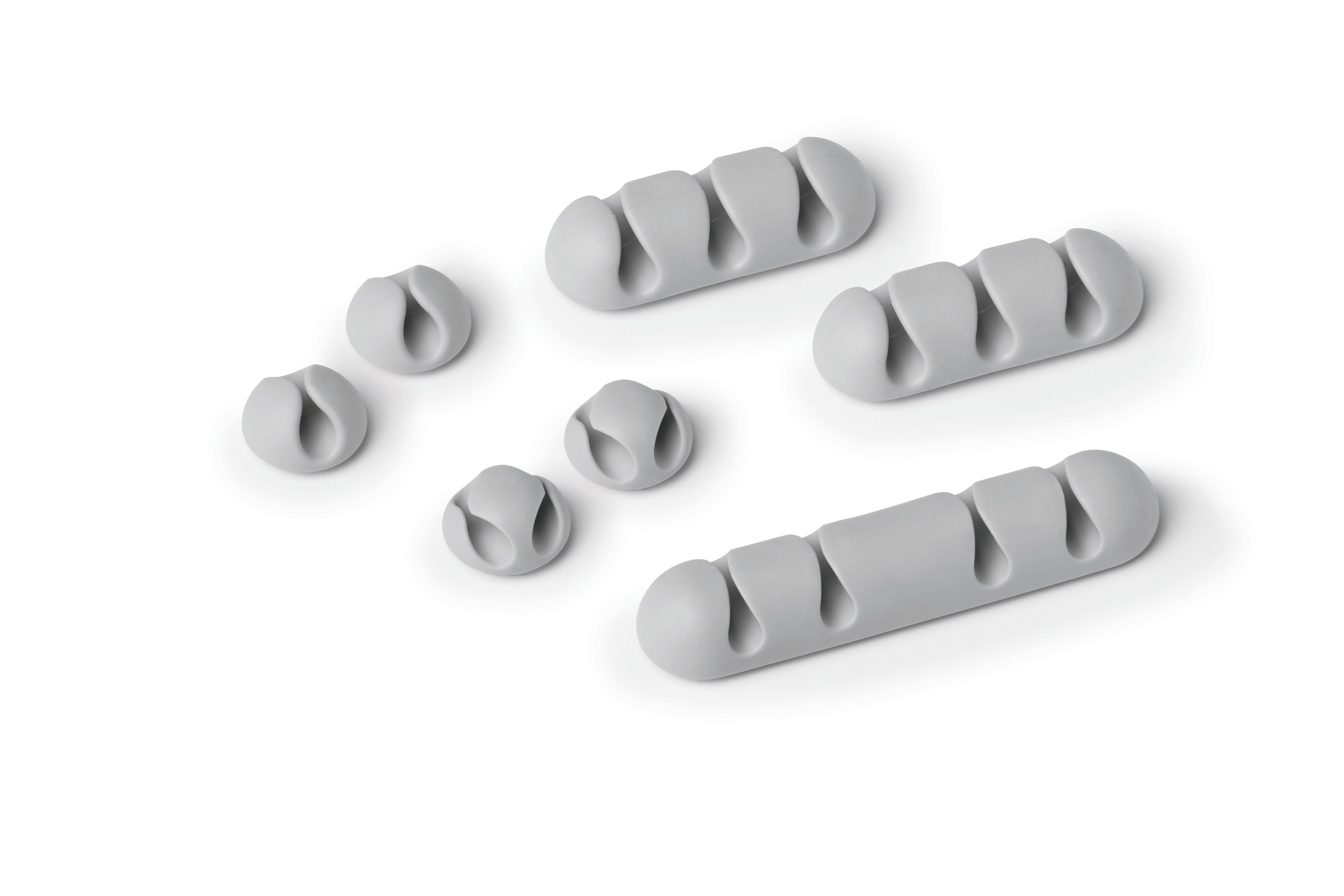 Durable CAVOLINE Cable Management Desk Tidy Clips | 7 Assorted | Gray