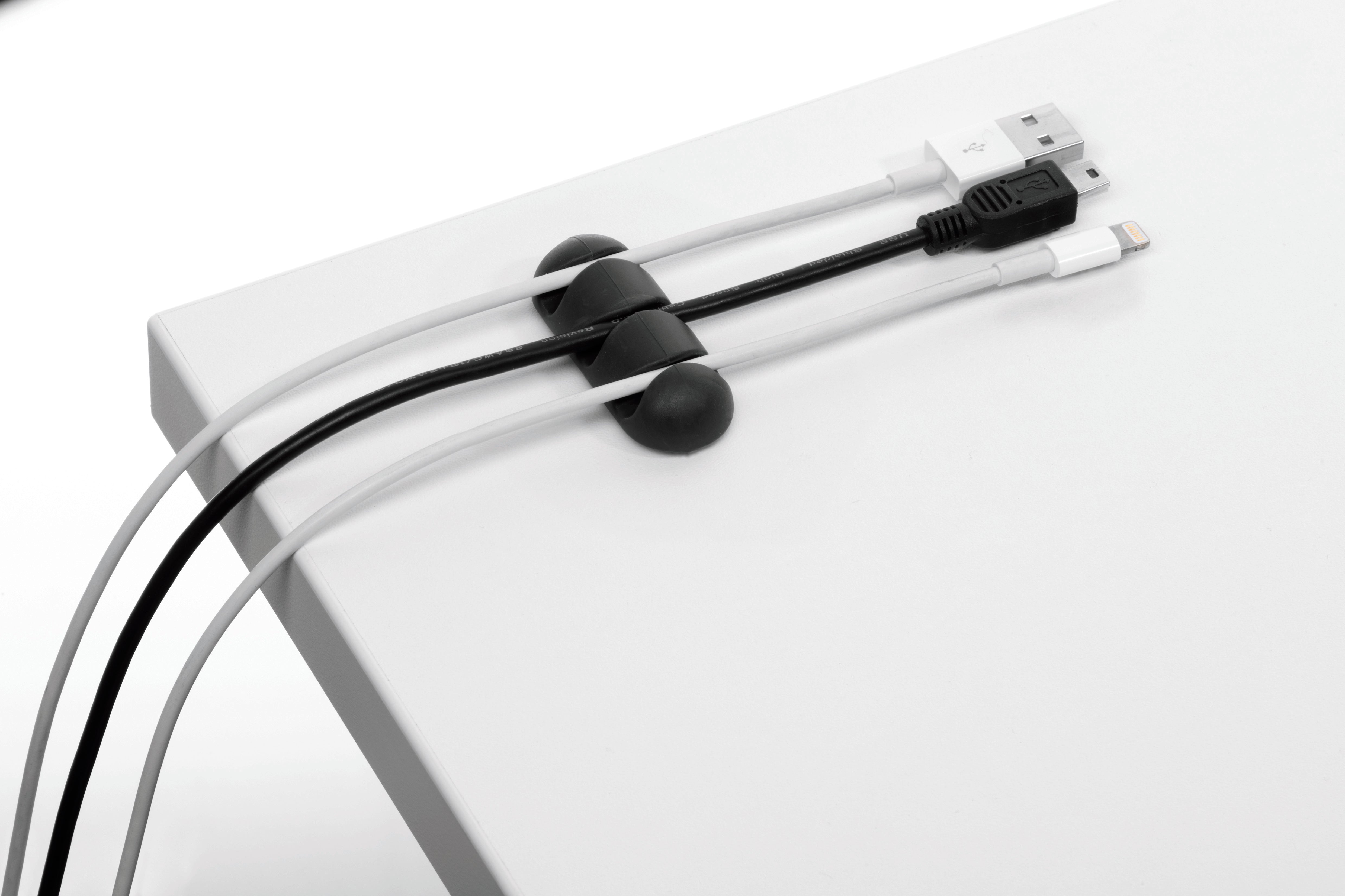 Durable CAVOLINE Cable Management Desk Tidy Clips | 7 Assorted | Graphite