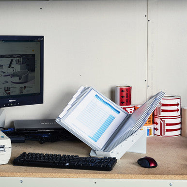 Durable VARIO Antimicrobial Desk Reference System | 10 Panels | Gray