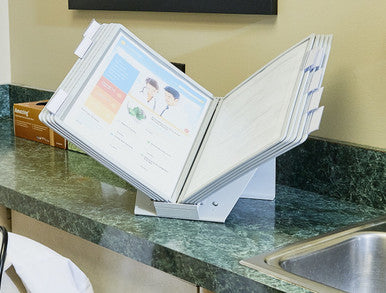 Durable VARIO Antimicrobial Desk Reference System | 10 Panels | Gray