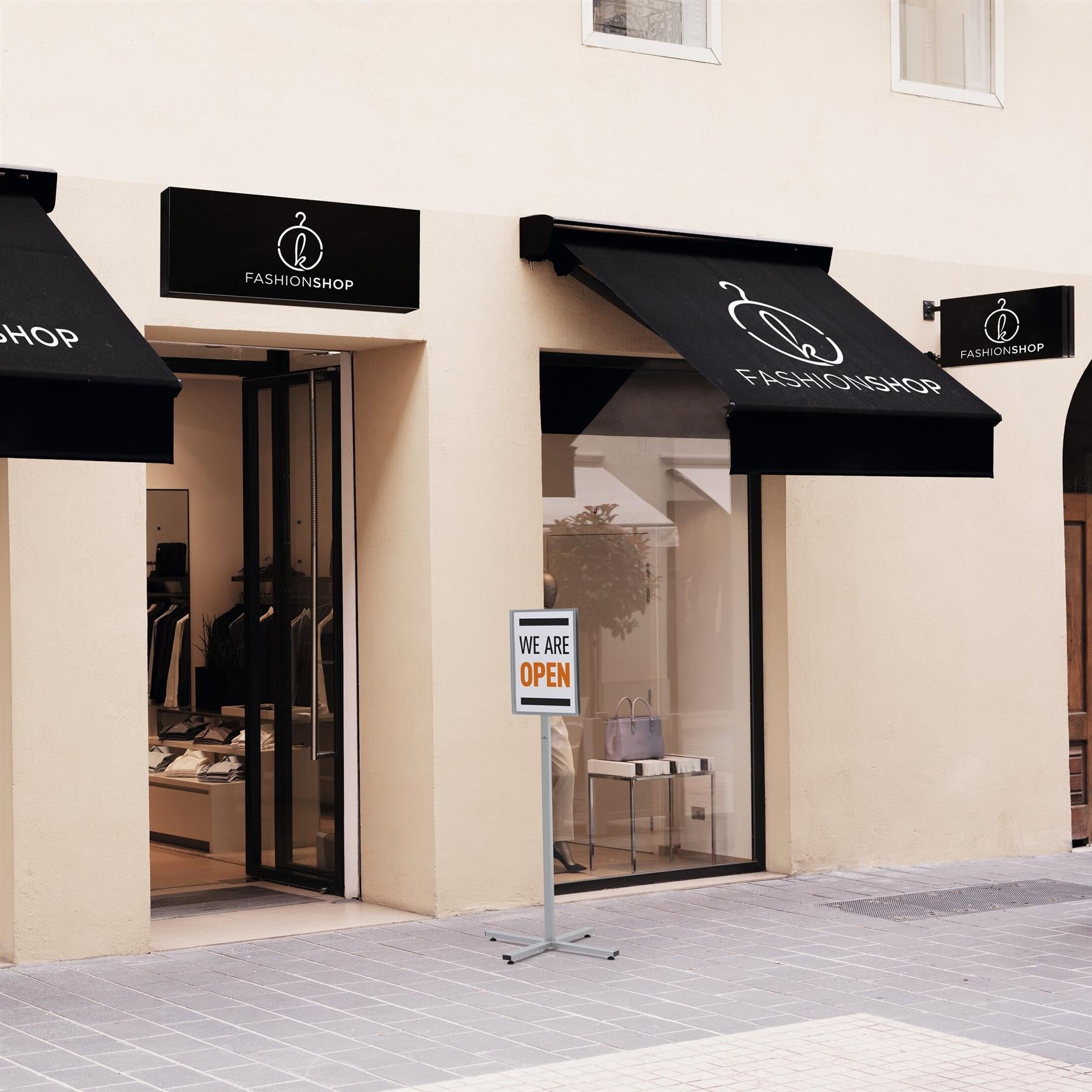 Durable INFO STAND OUTDOOR Stainless Steel Floor Sign | Tabloid Size Display Panel | Gray