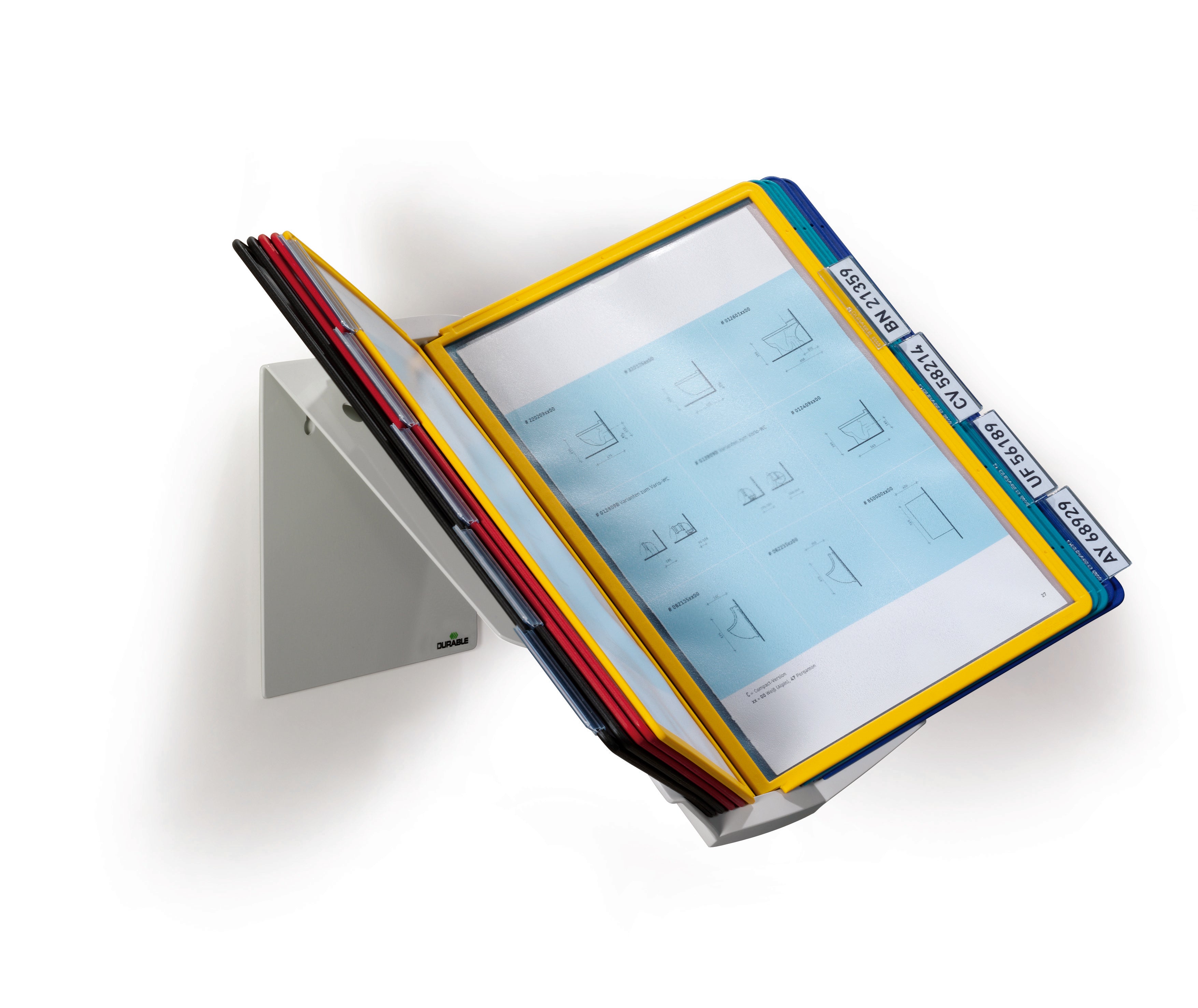 Durable VARIO Pro Rotating Desk and Wall Reference System | 10 Panels | Assorted Colors