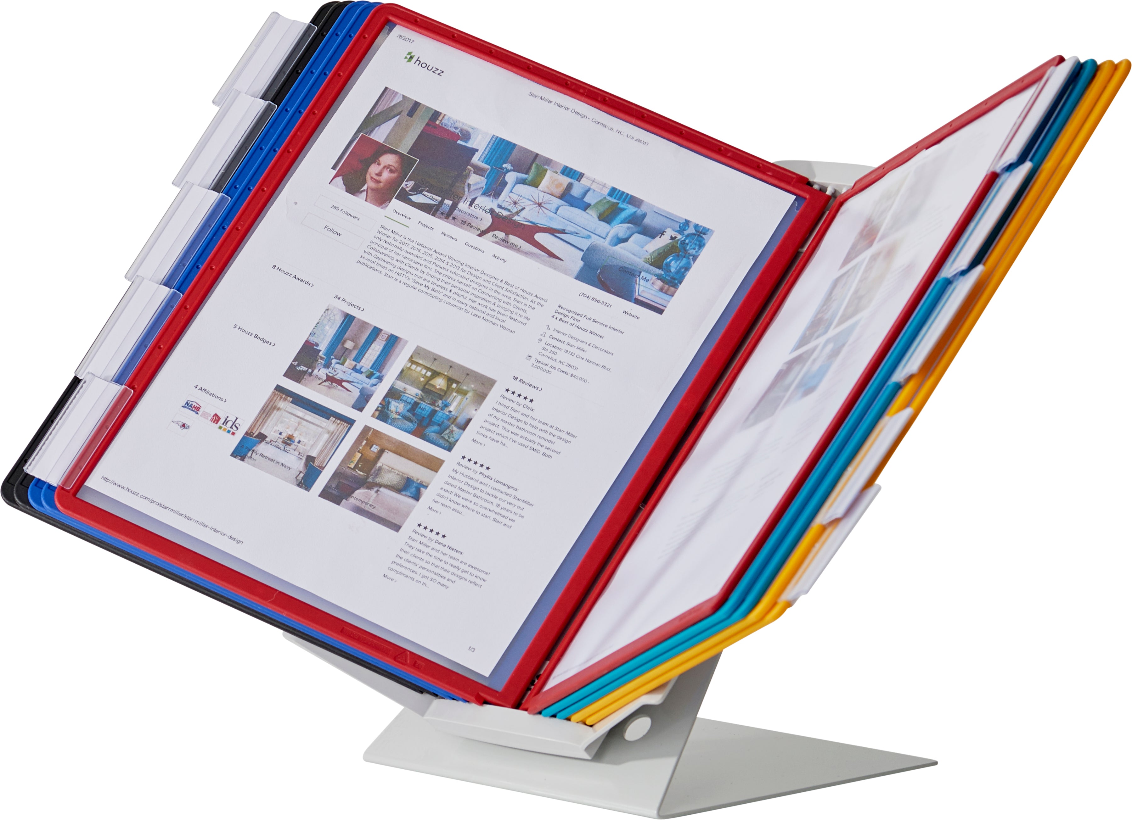 Durable VARIO Pro Rotating Desk and Wall Reference System | 10 Panels | Assorted Colors