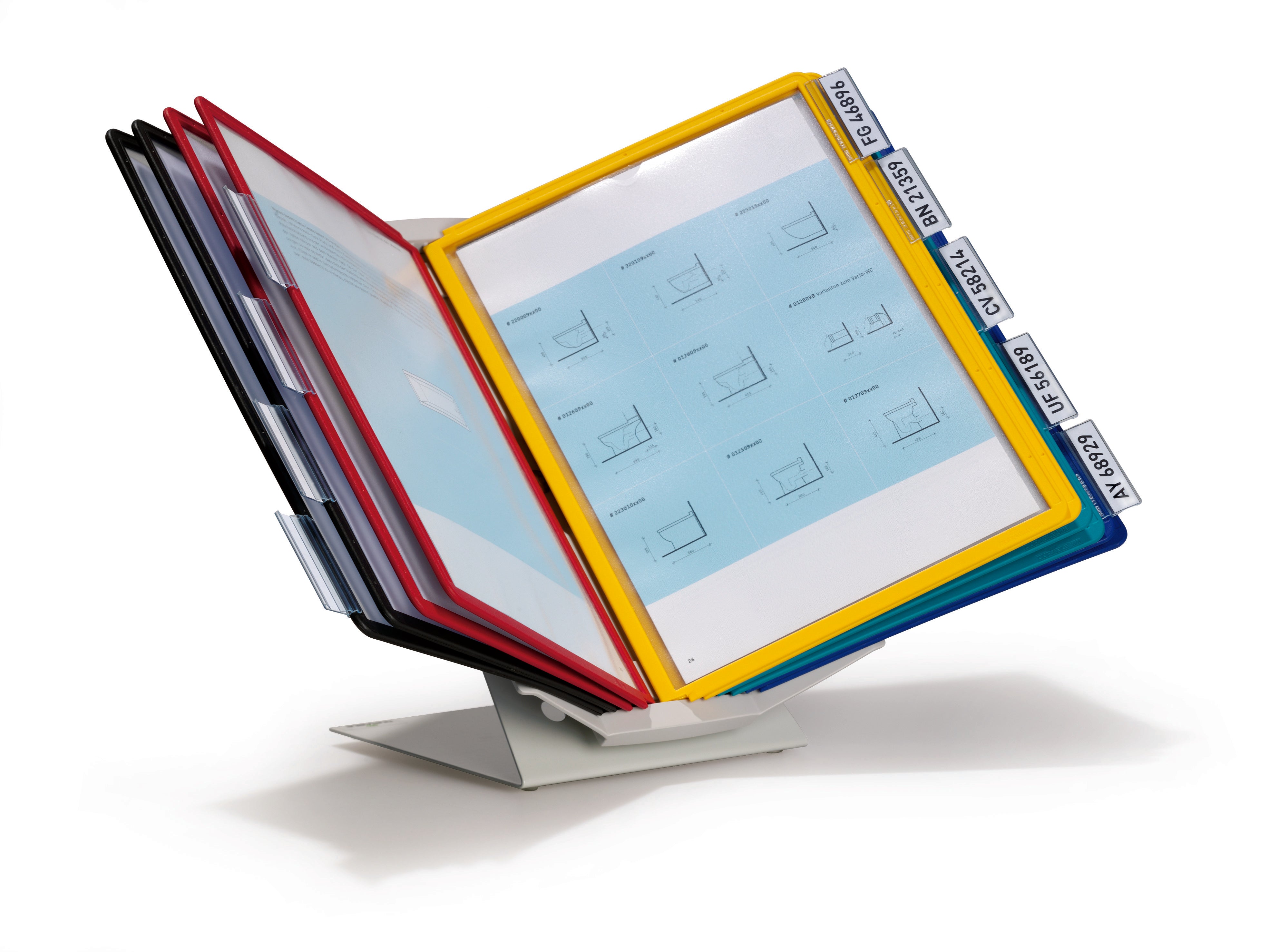 Durable VARIO Pro Rotating Desk and Wall Reference System | 10 Panels | Assorted Colors