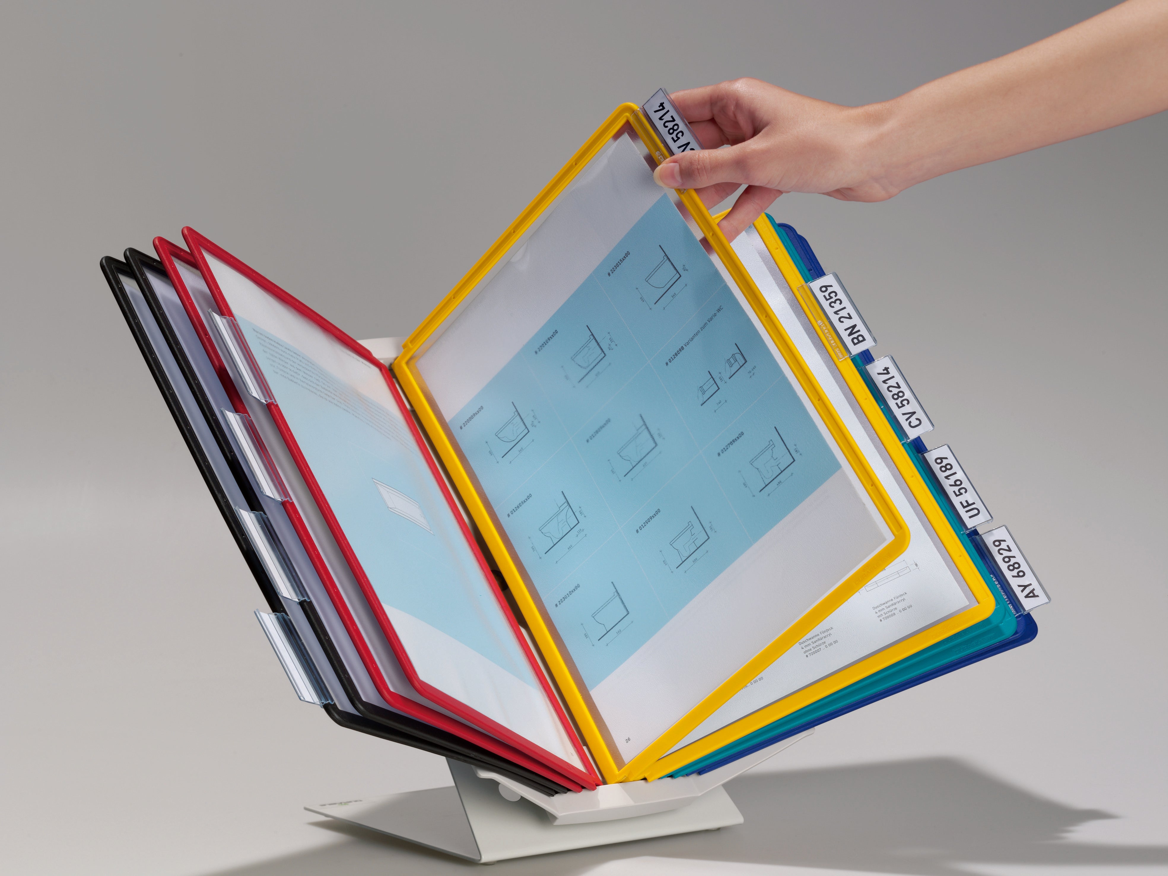 Durable VARIO Pro Rotating Desk and Wall Reference System | 10 Panels | Assorted Colors