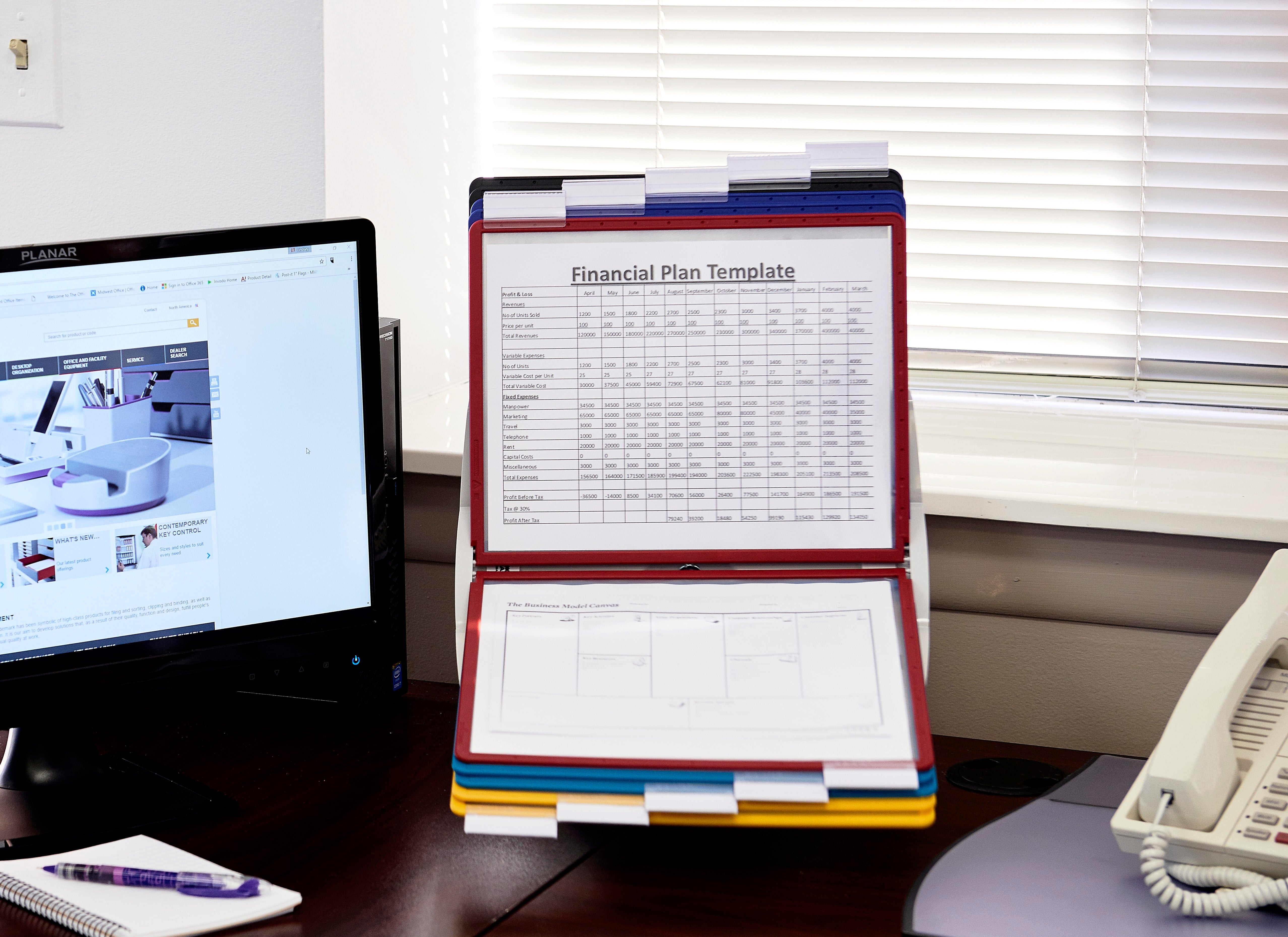 Durable VARIO Pro Rotating Desk and Wall Reference System | 10 Panels | Assorted Colors