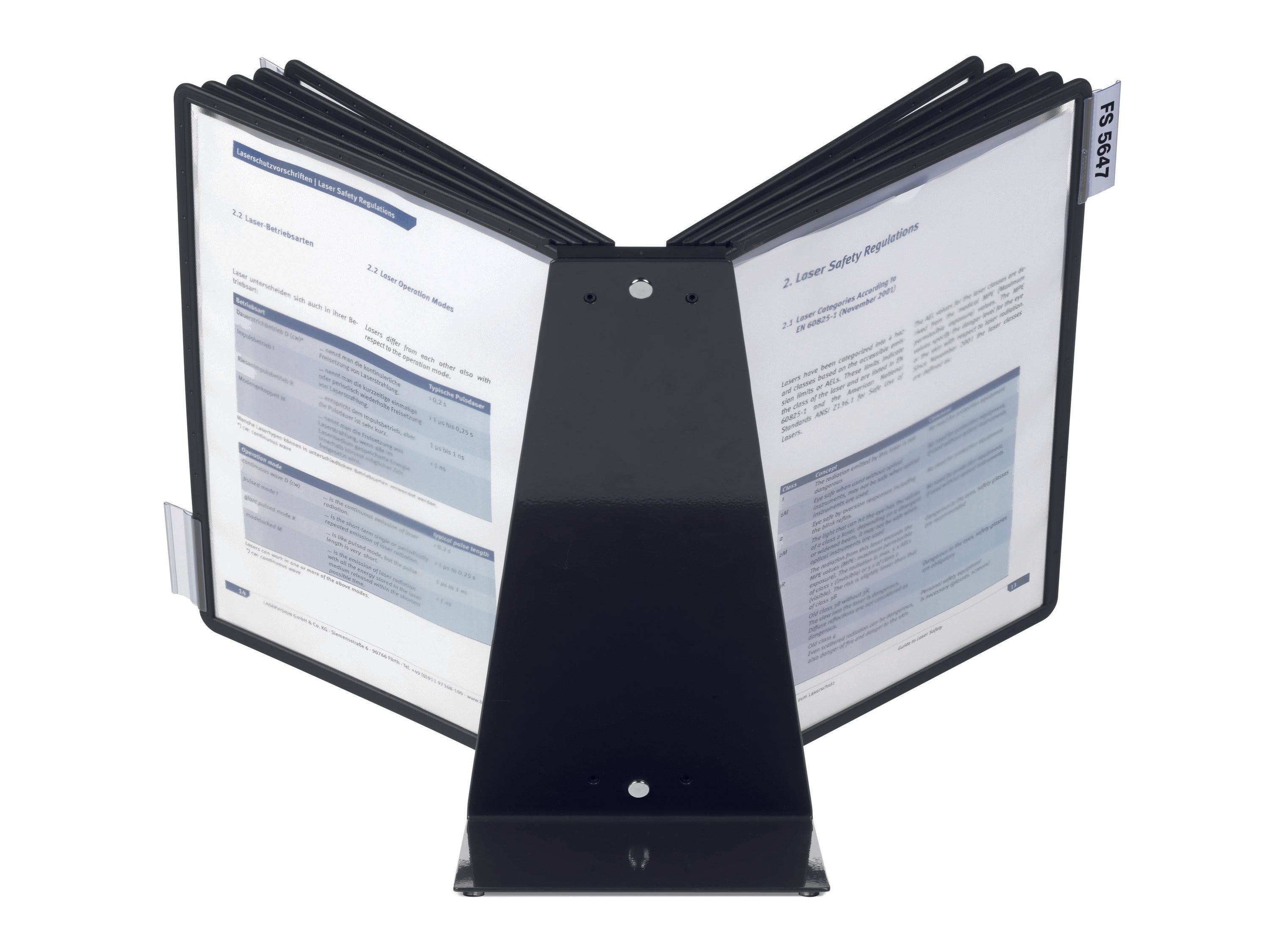 Durable VARIO Desk Reference System | 10 Panels | Letter Size | Black