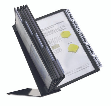 Durable VARIO Desk Reference System | 10 Panels | Letter Size | Black