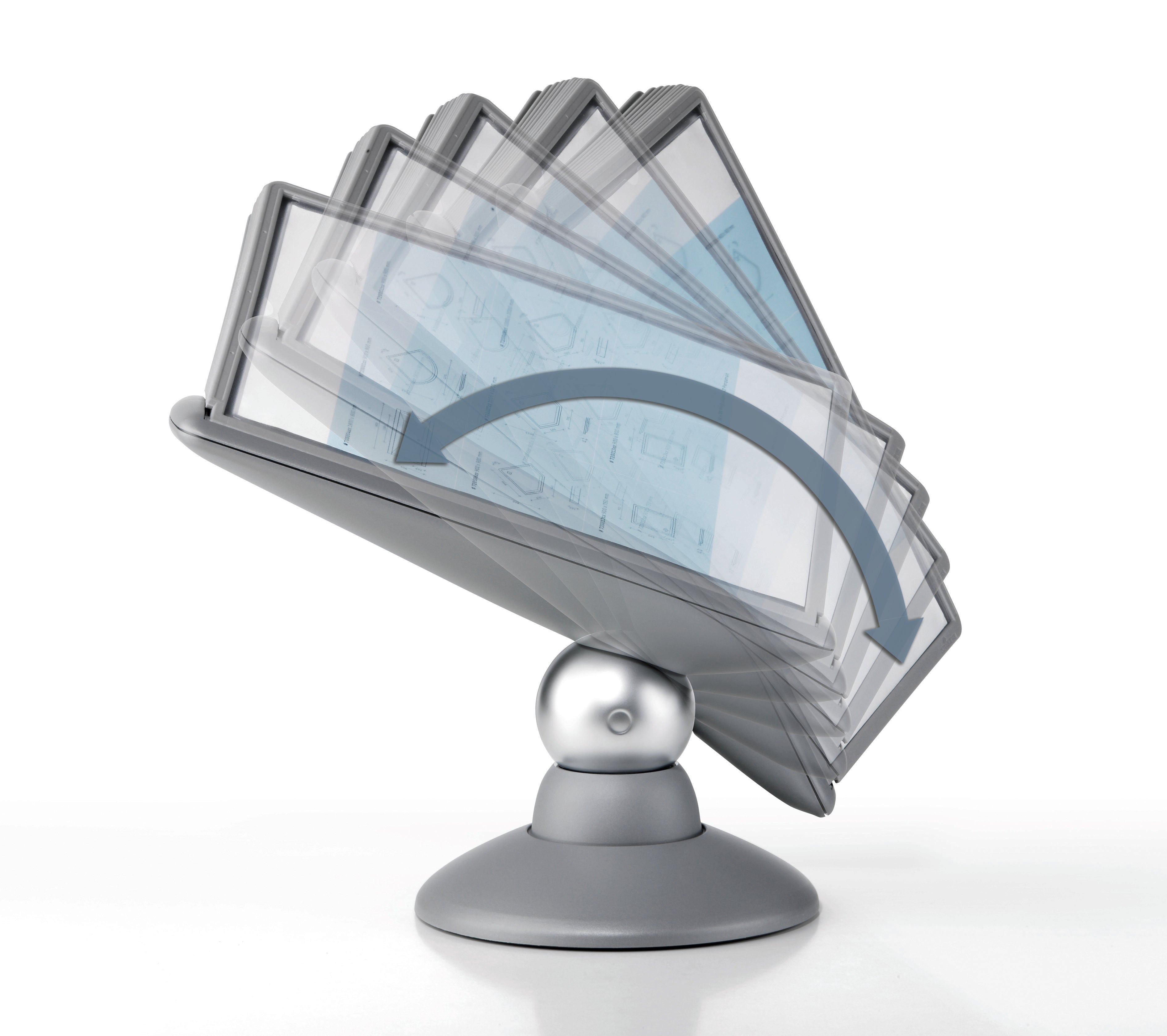 Durable SHERPA Motion Rotating Desktop Reference System | 10 Panels | Letter Size | Graphite