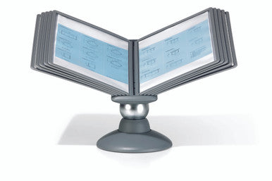 Durable SHERPA Motion Rotating Desktop Reference System | 10 Panels | Letter Size | Graphite