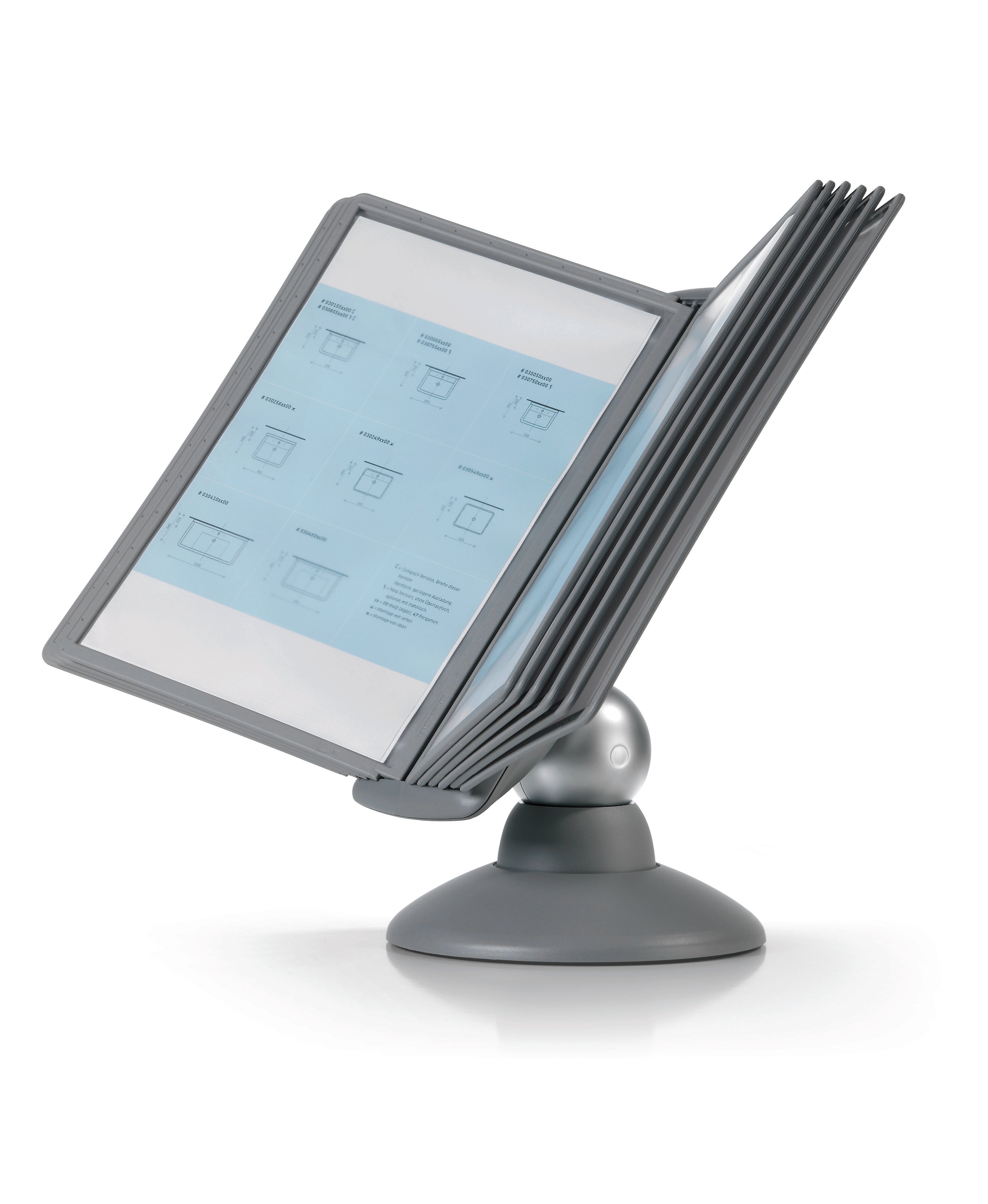 Durable SHERPA Motion Rotating Desktop Reference System | 10 Panels | Letter Size | Graphite