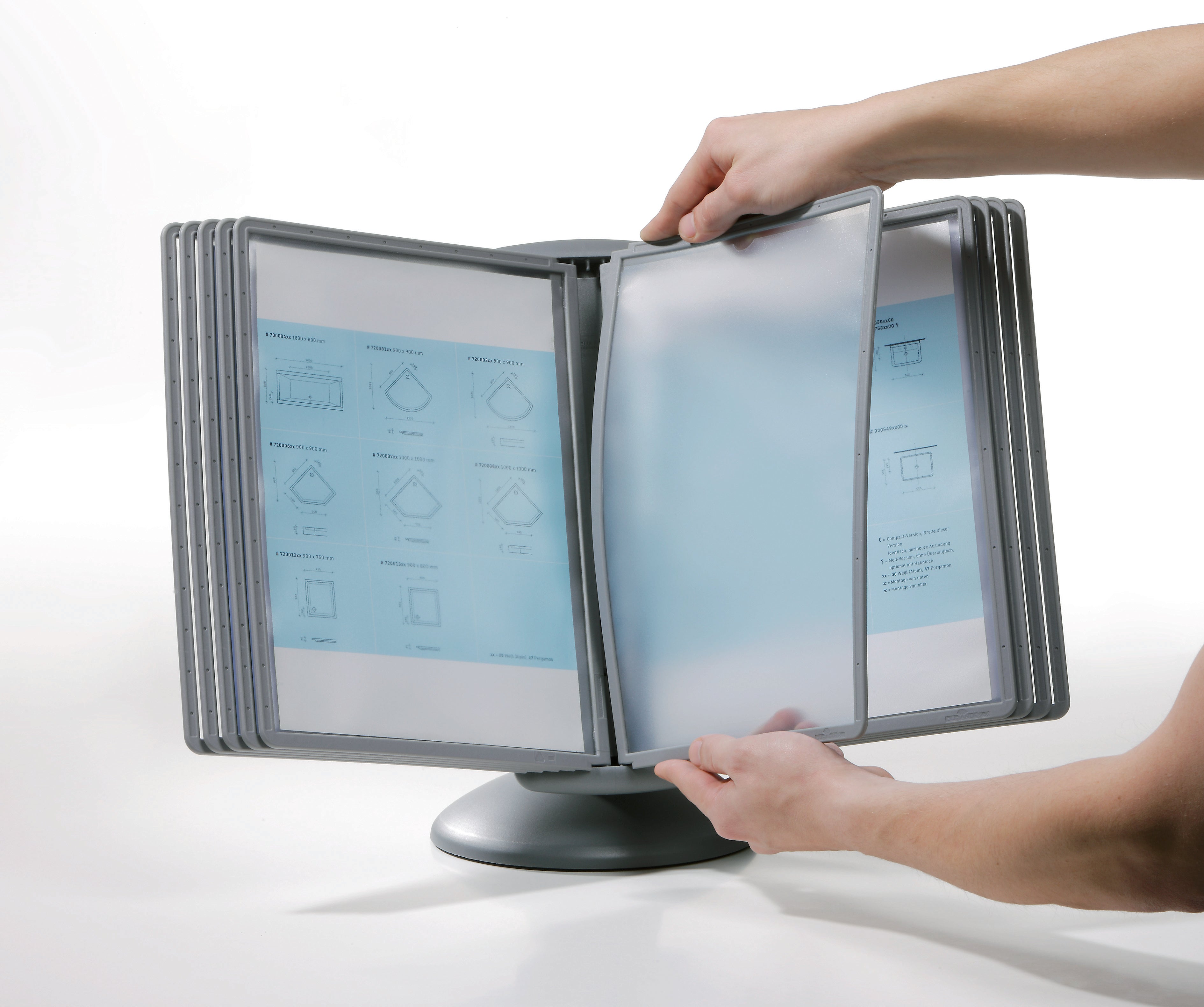 Durable SHERPA Motion Rotating Desktop Reference System | 10 Panels | Letter Size | Graphite