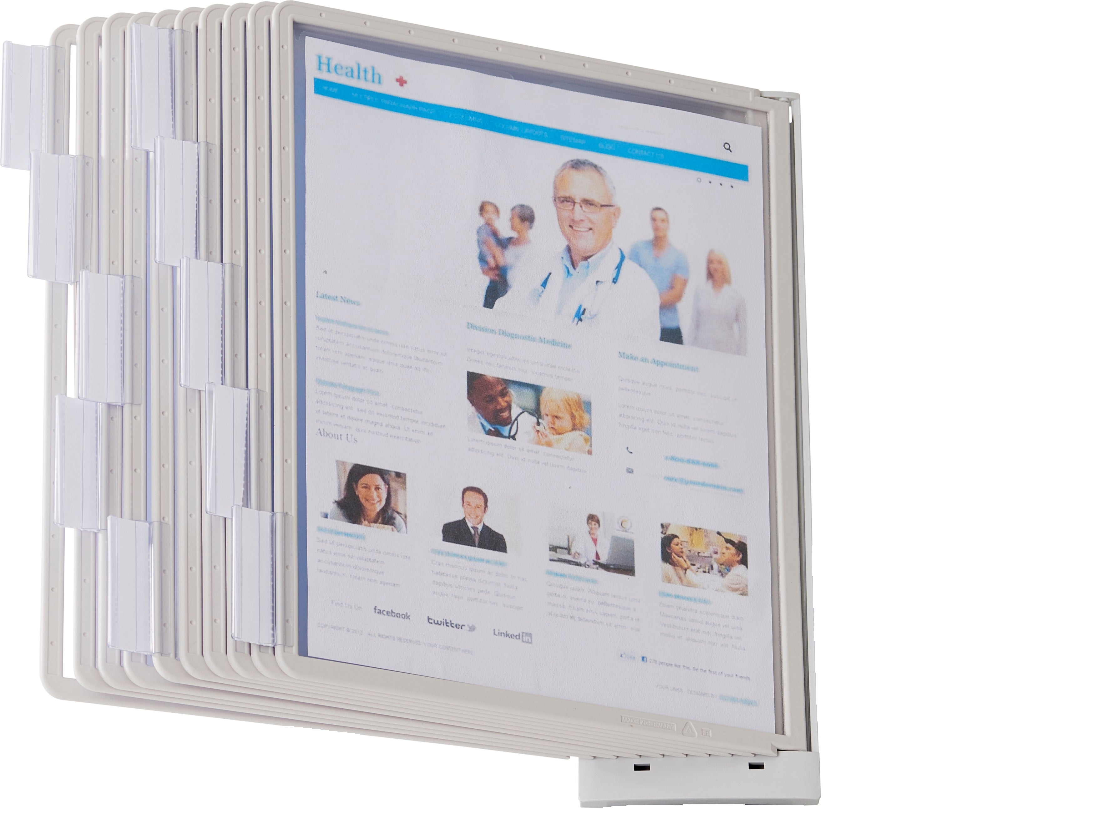 Durable SHERPA Wall Reference System | 10 Panels | Letter Size | Gray