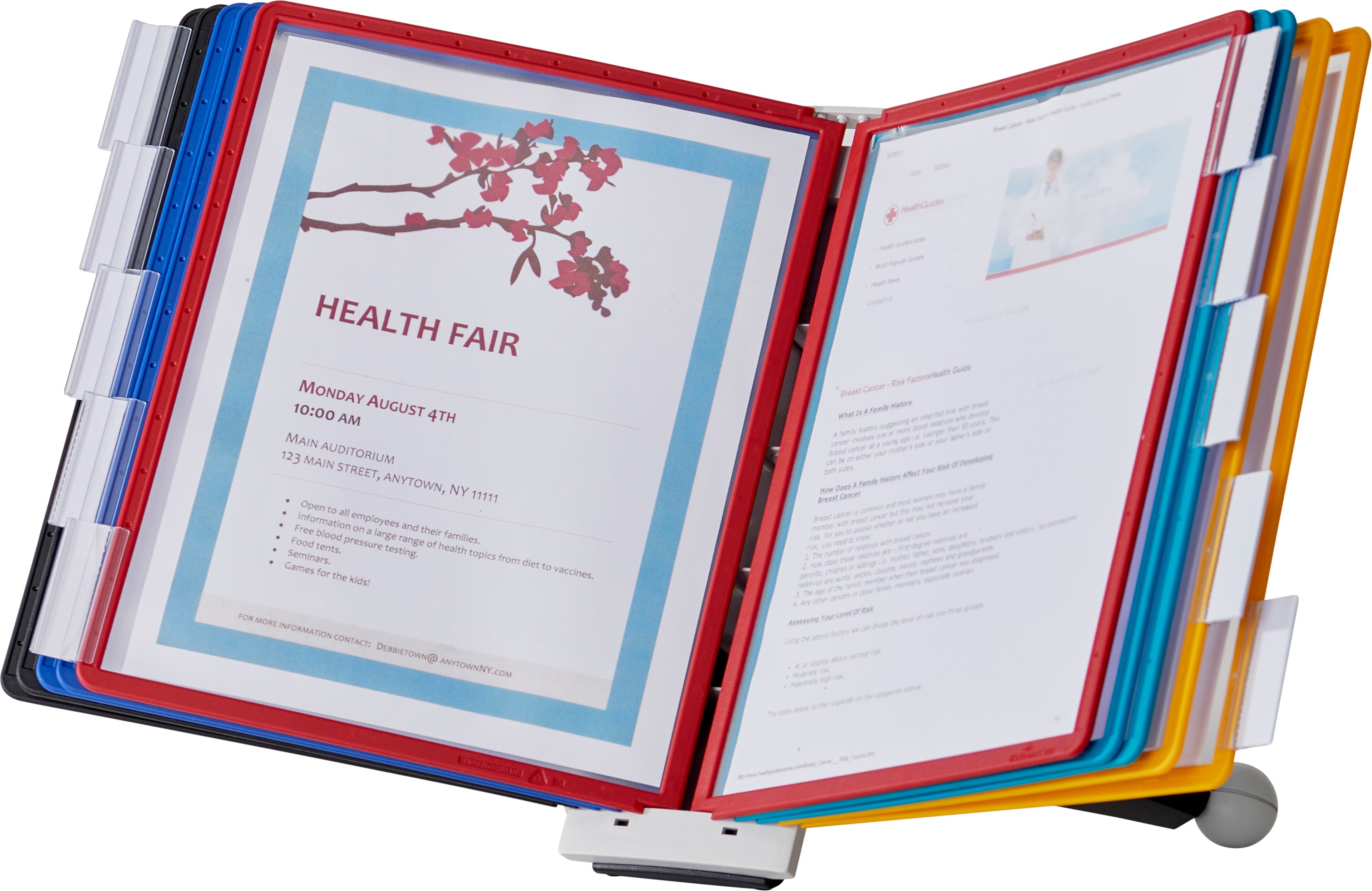 Durable SHERPA Desk Reference System | 10 Panels | Letter Size | Assorted Colors